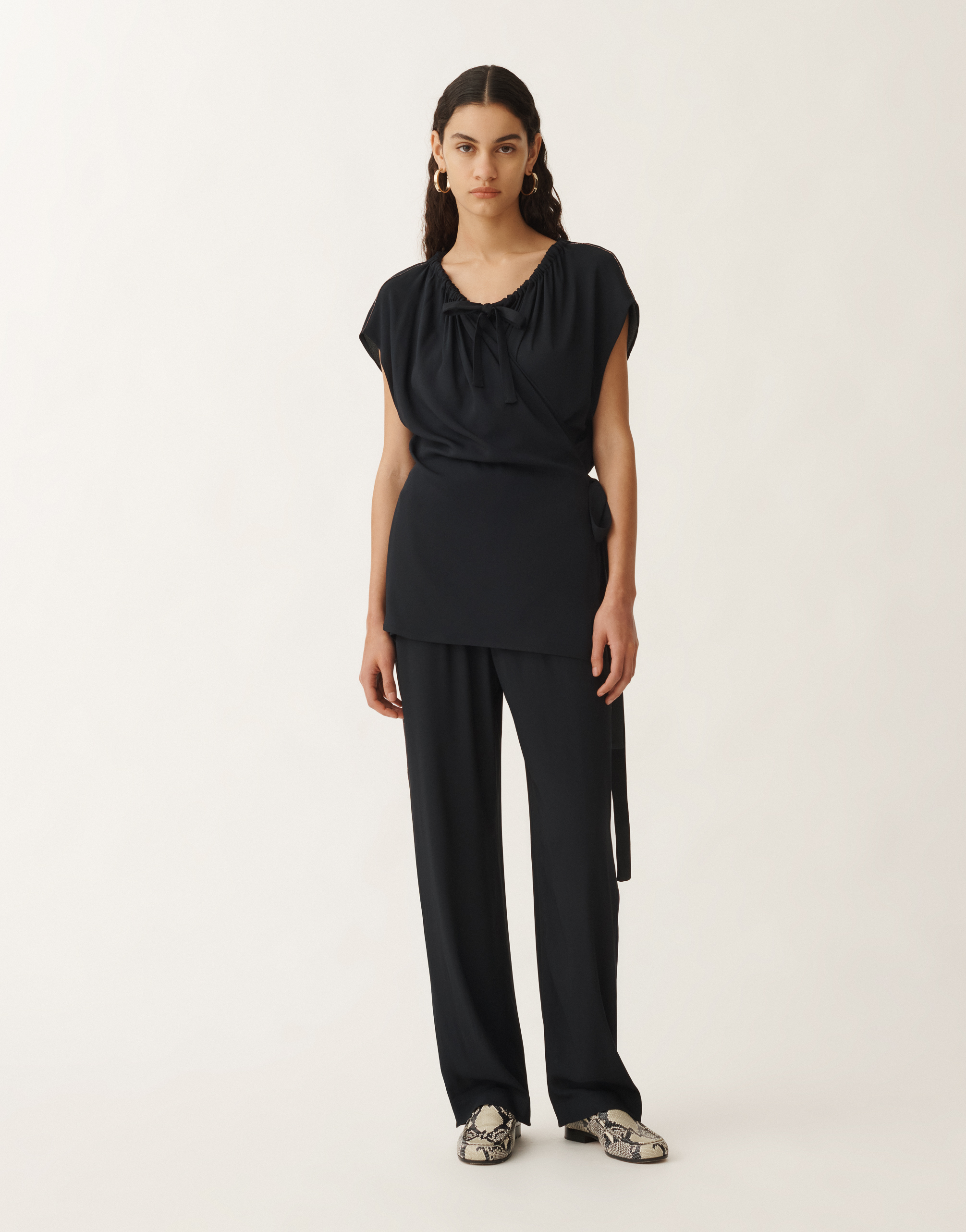 Fabiana Filippi Stretch Sablé Top In Blue