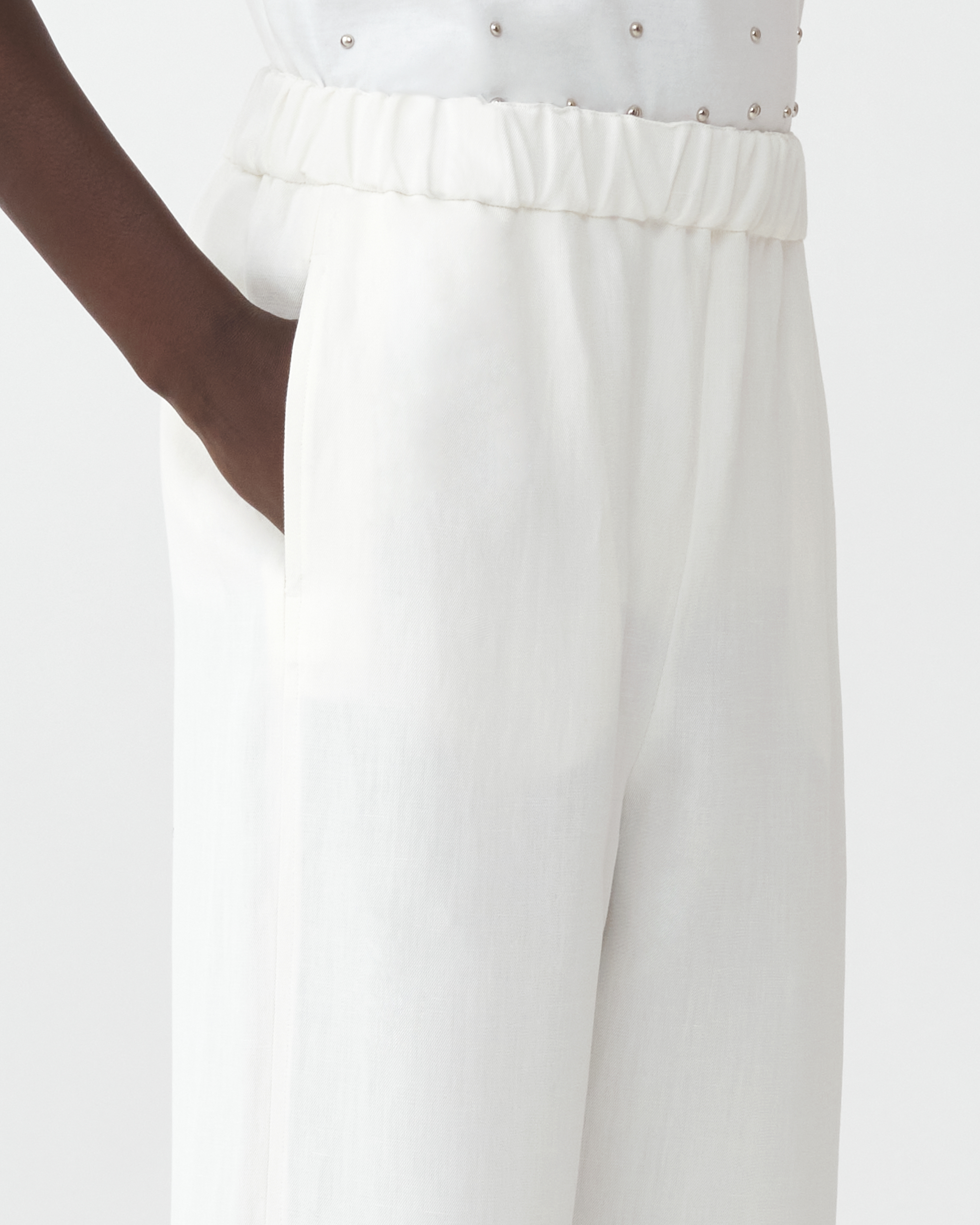 Shop Fabiana Filippi Viscose Linen Jogging Trousers In White