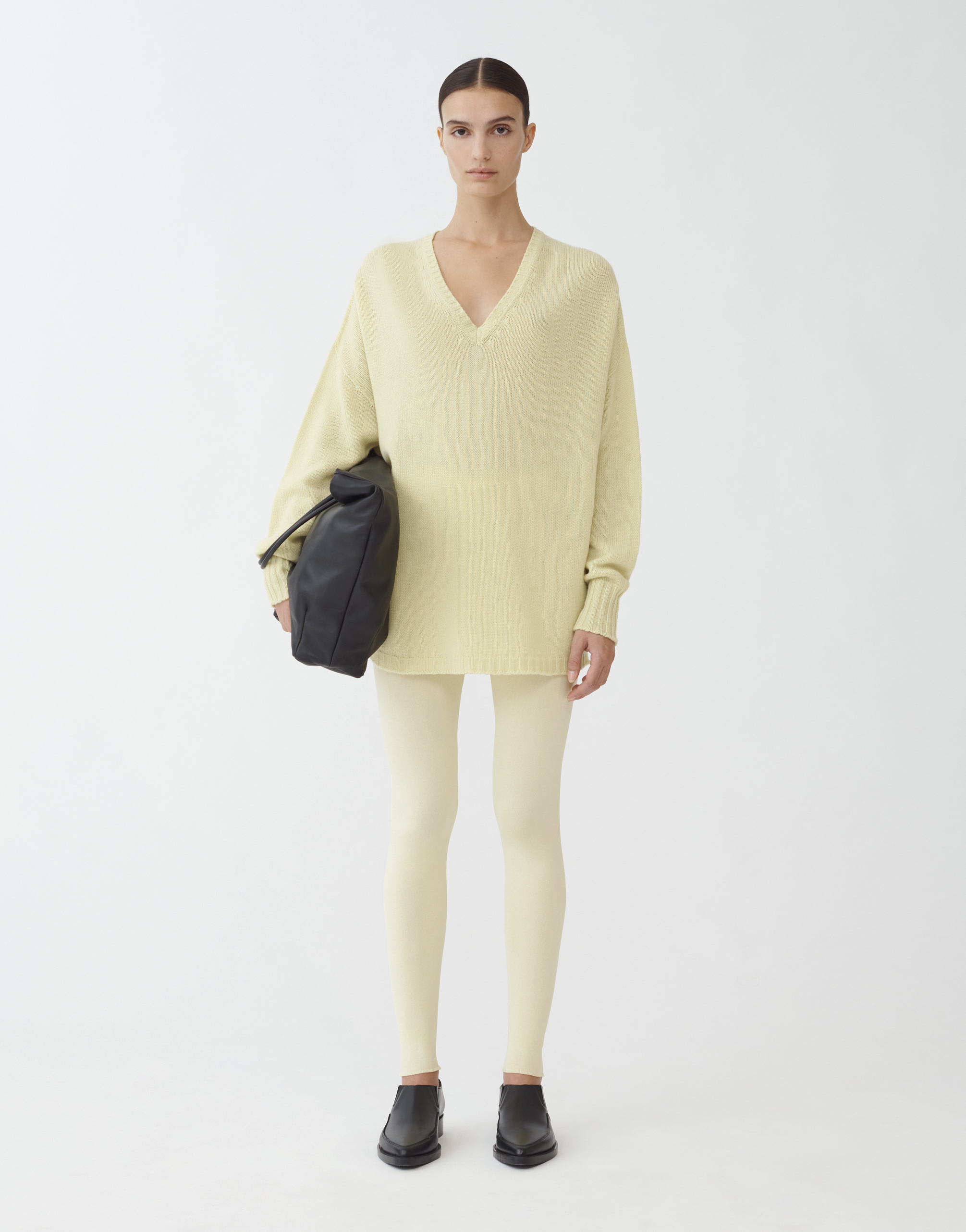 Shop Fabiana Filippi Cashmere Oversize V Neck Sweater In Pale Lime