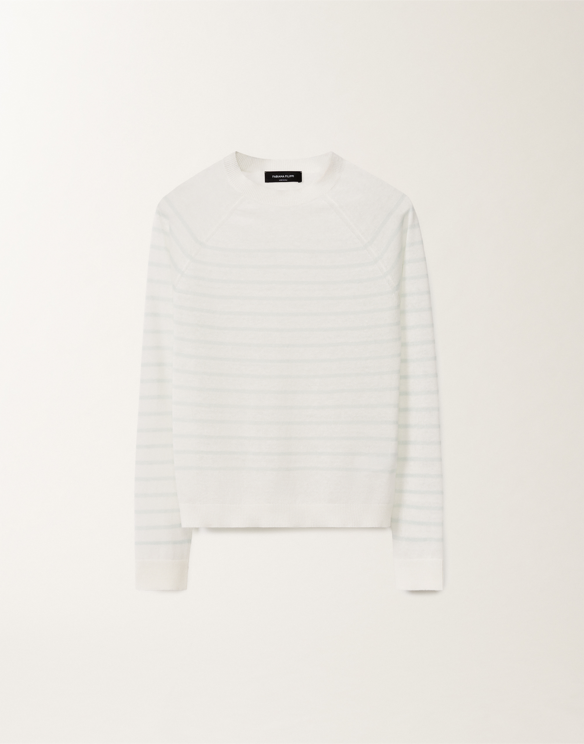 Fabiana Filippi Striped Sweater In White/aquagreen