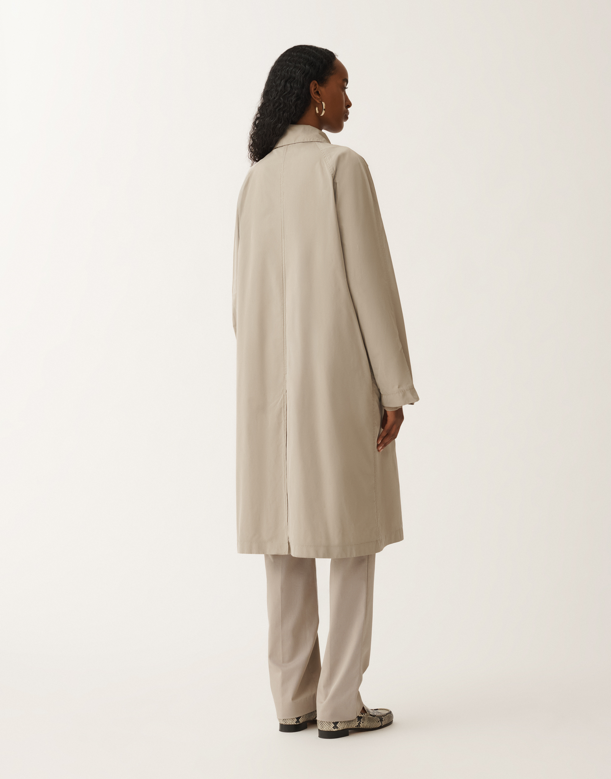 Fabiana Filippi Micro Faille Trench Coat In Clay