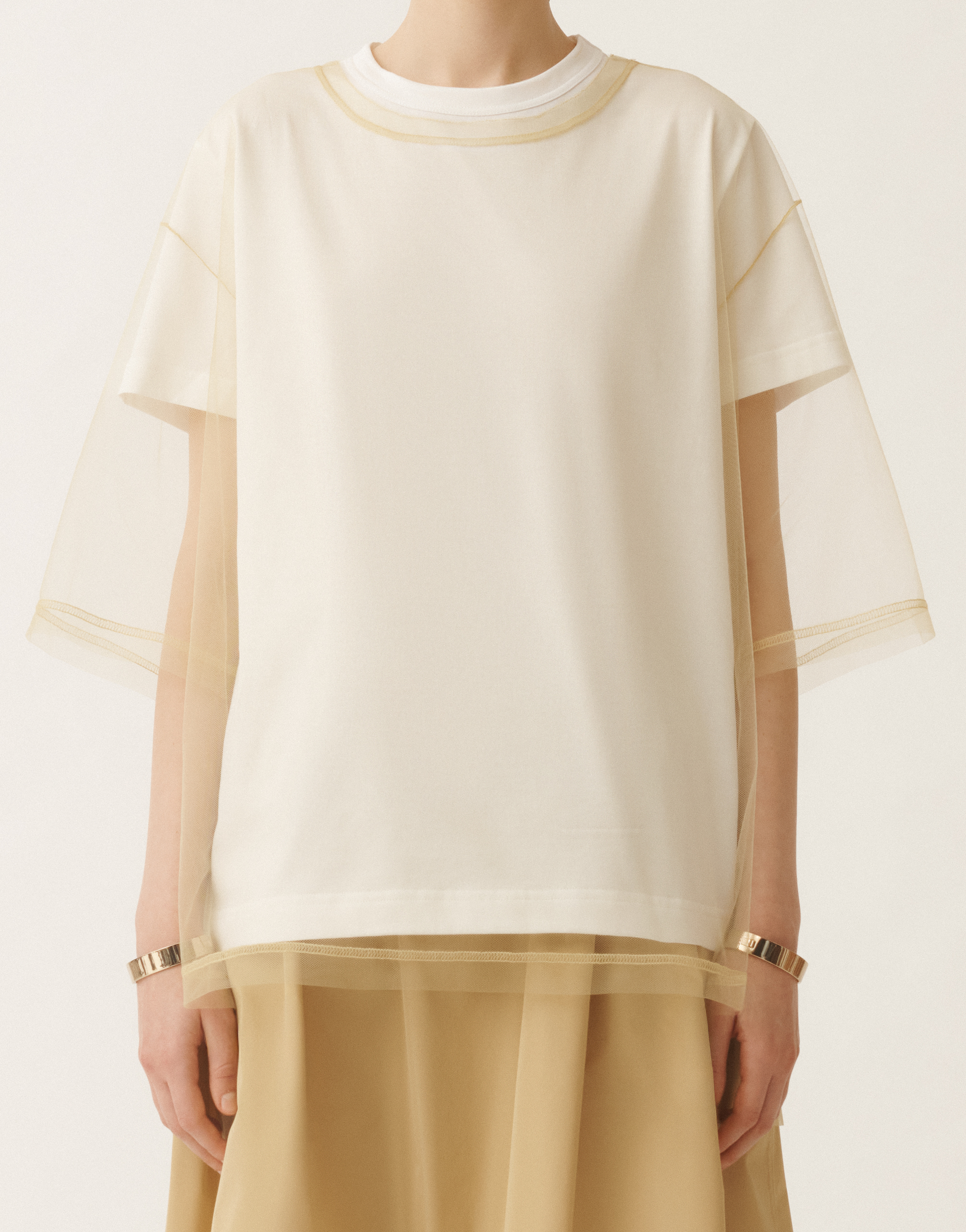 FABIANA FILIPPI JERSEY AND TULLE T-SHIRT