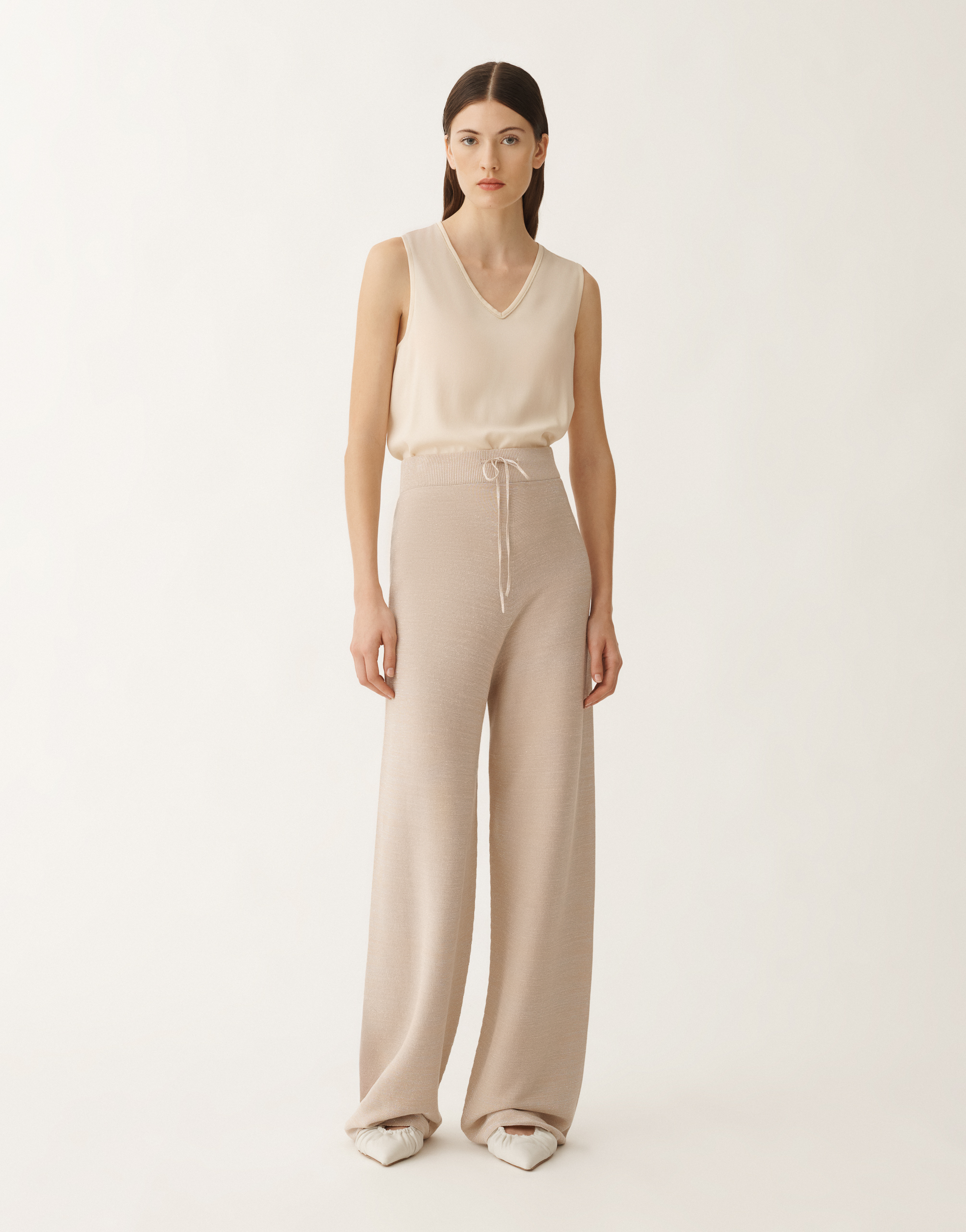 Fabiana Filippi Organic Cotton And Lurex Trousers In Sand