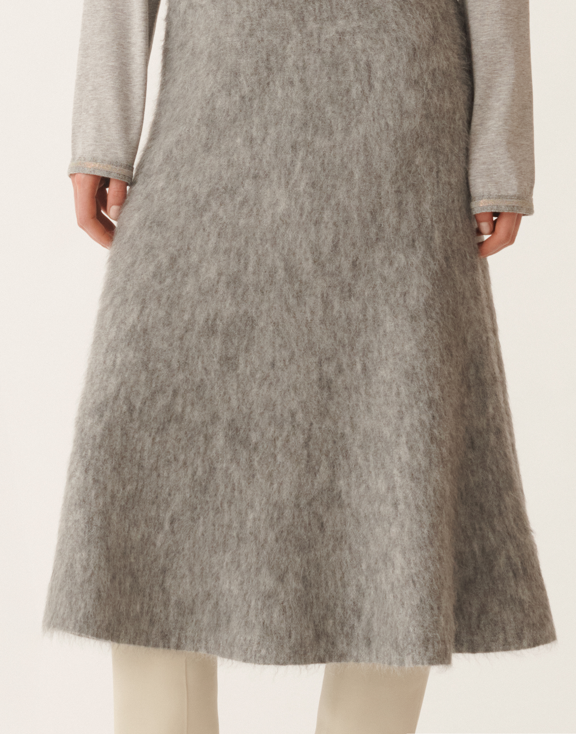 Fabiana Filippi Brushed Merino And Mohair Skirt In Gray