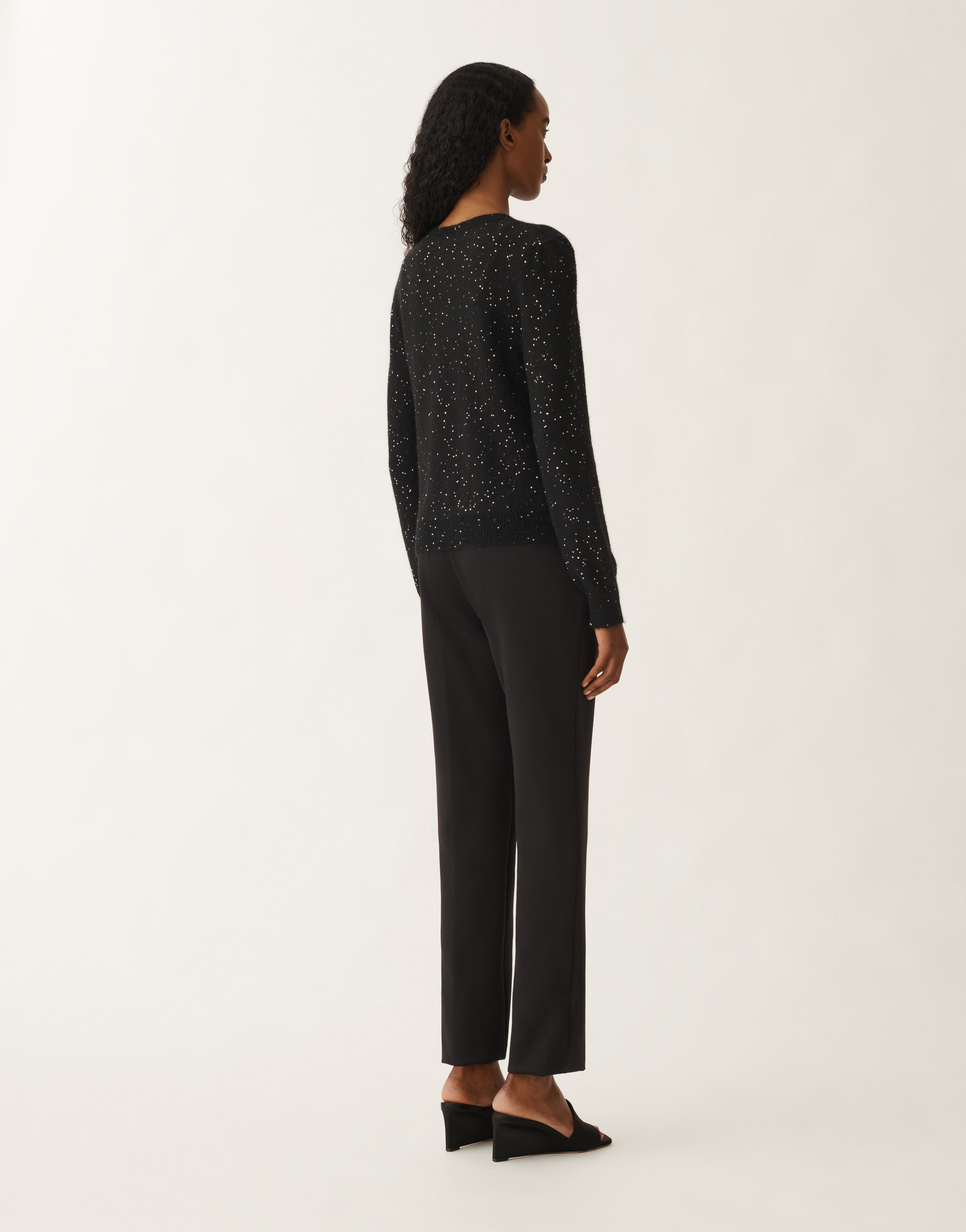 Fabiana Filippi Sequin Soft Mohair Mini Cardigan In Black