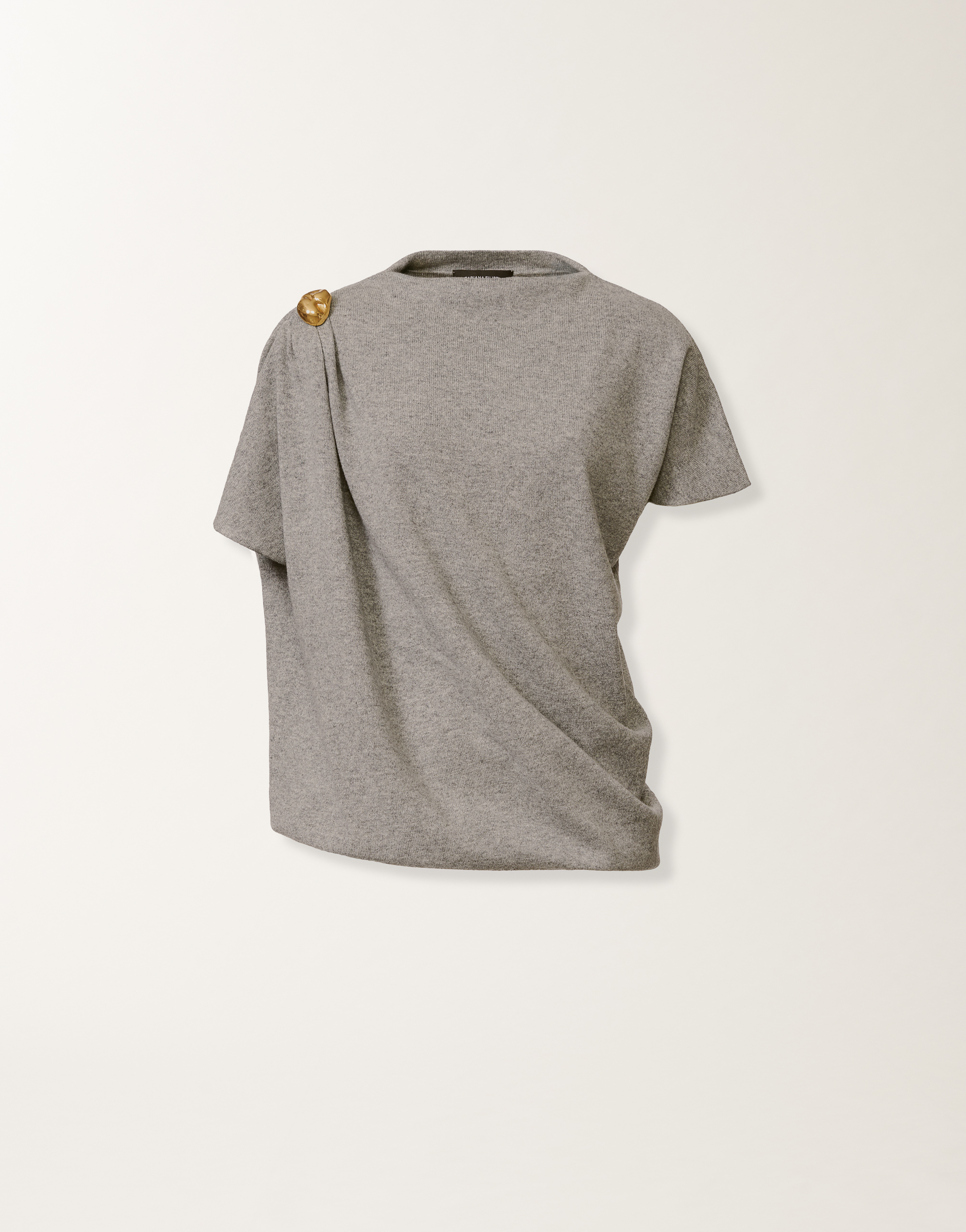 Fabiana Filippi Knitted Sweater With Draped Safety Pins In Brown