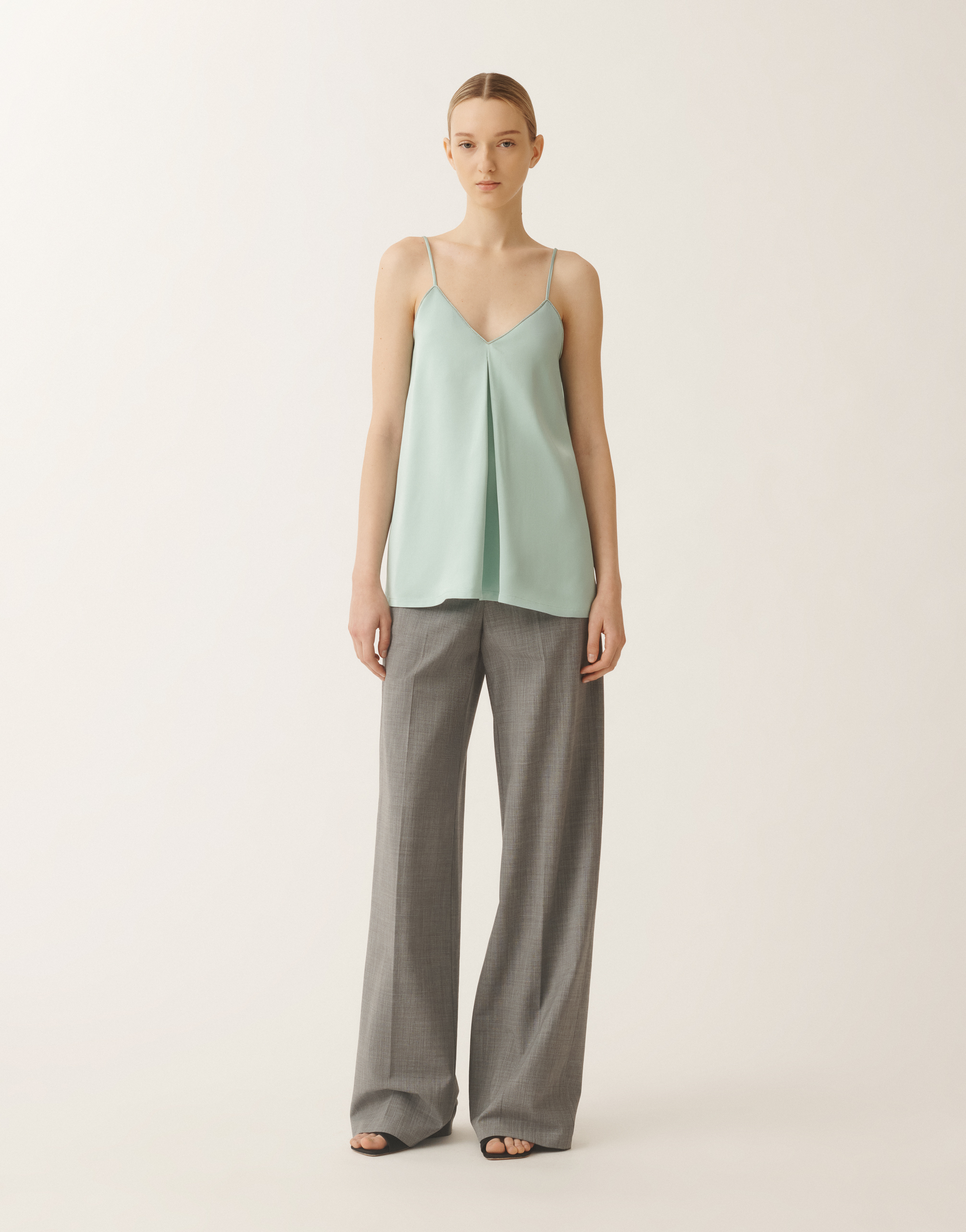 Fabiana Filippi Viscose Satin Lingerie Top In Aquagreen
