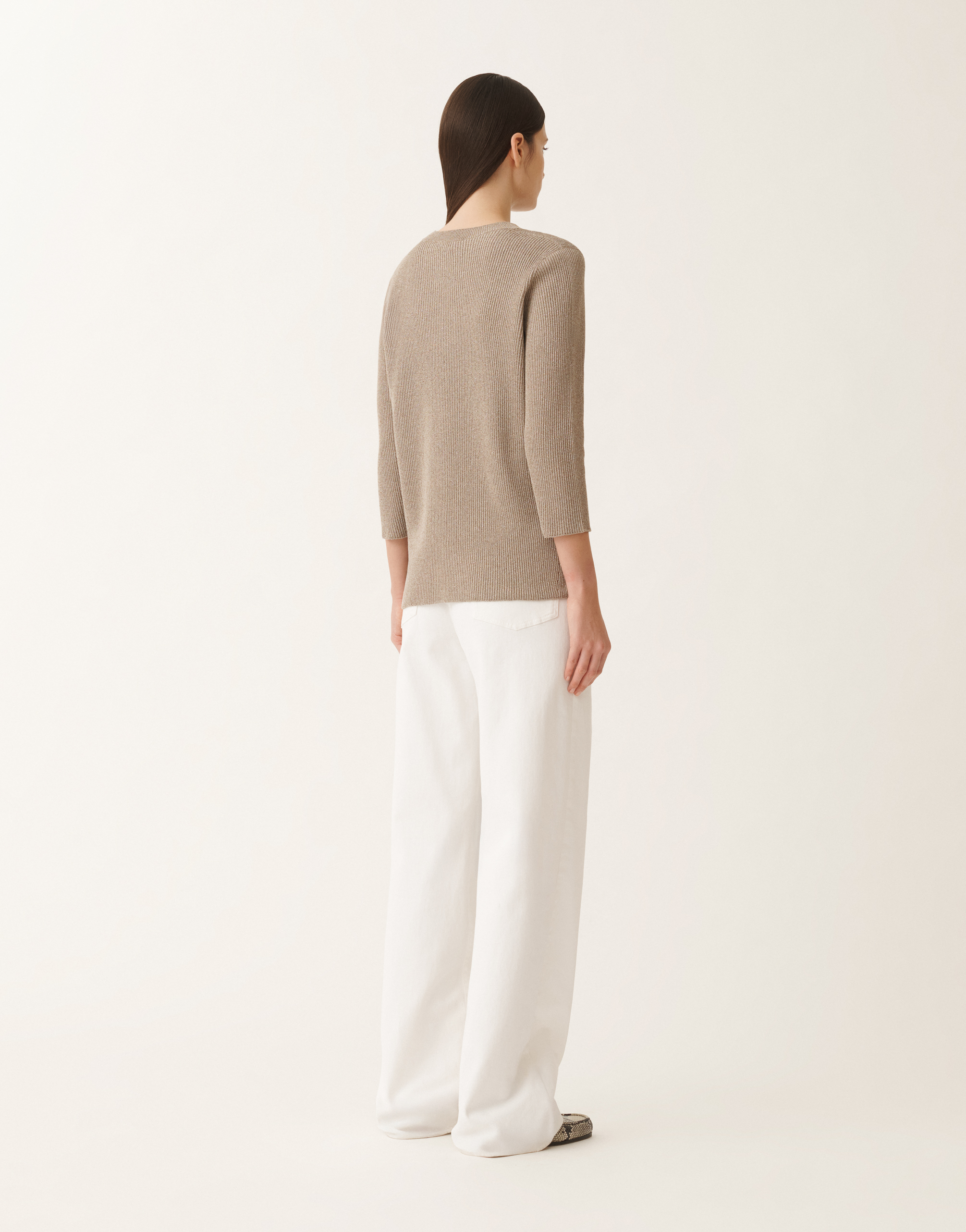 Shop Fabiana Filippi Organic Cotton And Lurex Sweater In Clay