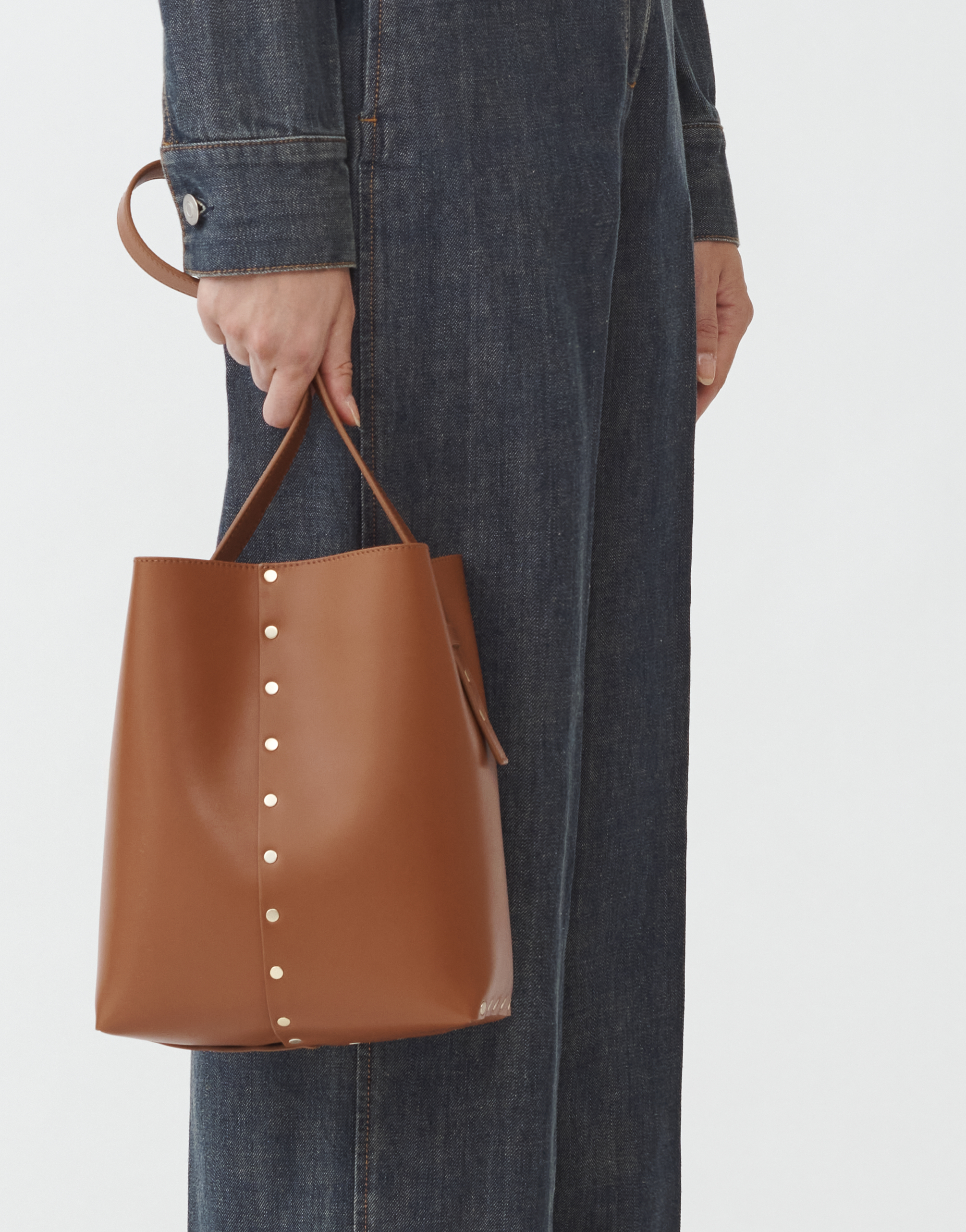 Shop Fabiana Filippi Leather Bucket Bag In Sacher