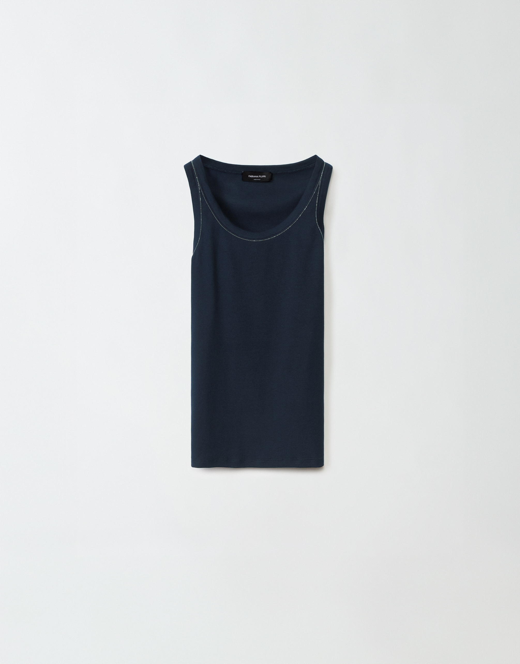Shop Fabiana Filippi Jersey Vest Top In Midnight Blue
