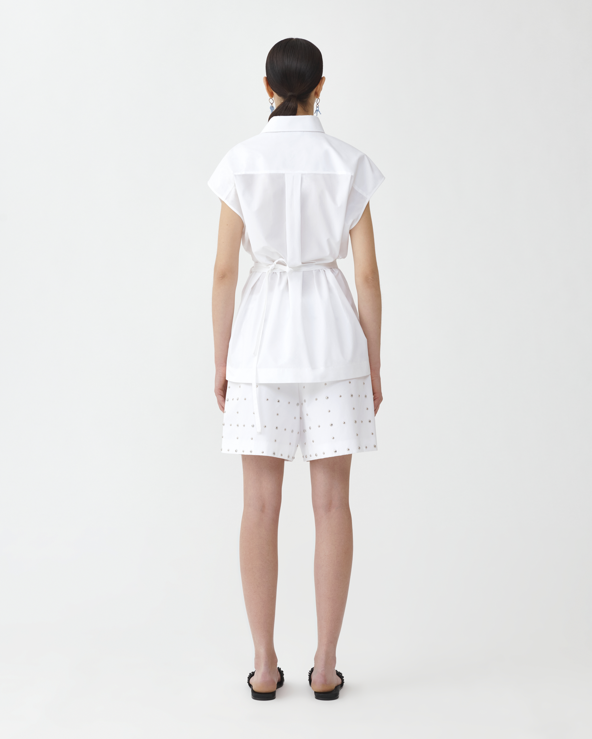 Shop Fabiana Filippi Poplin Wrap Shirt With Chest Pocket In Optical White