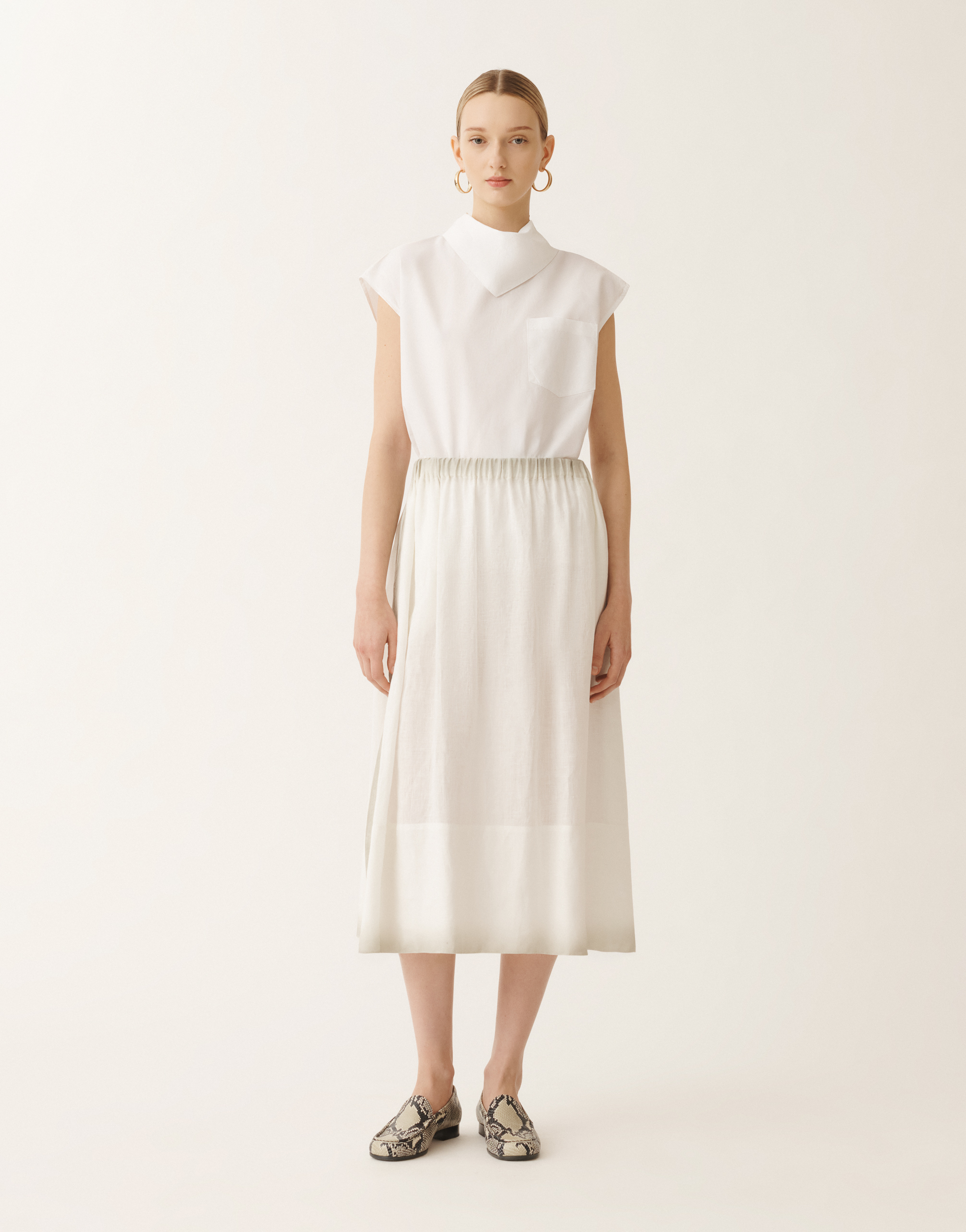 Fabiana Filippi Linen Canvas Skirt With Gradient In White