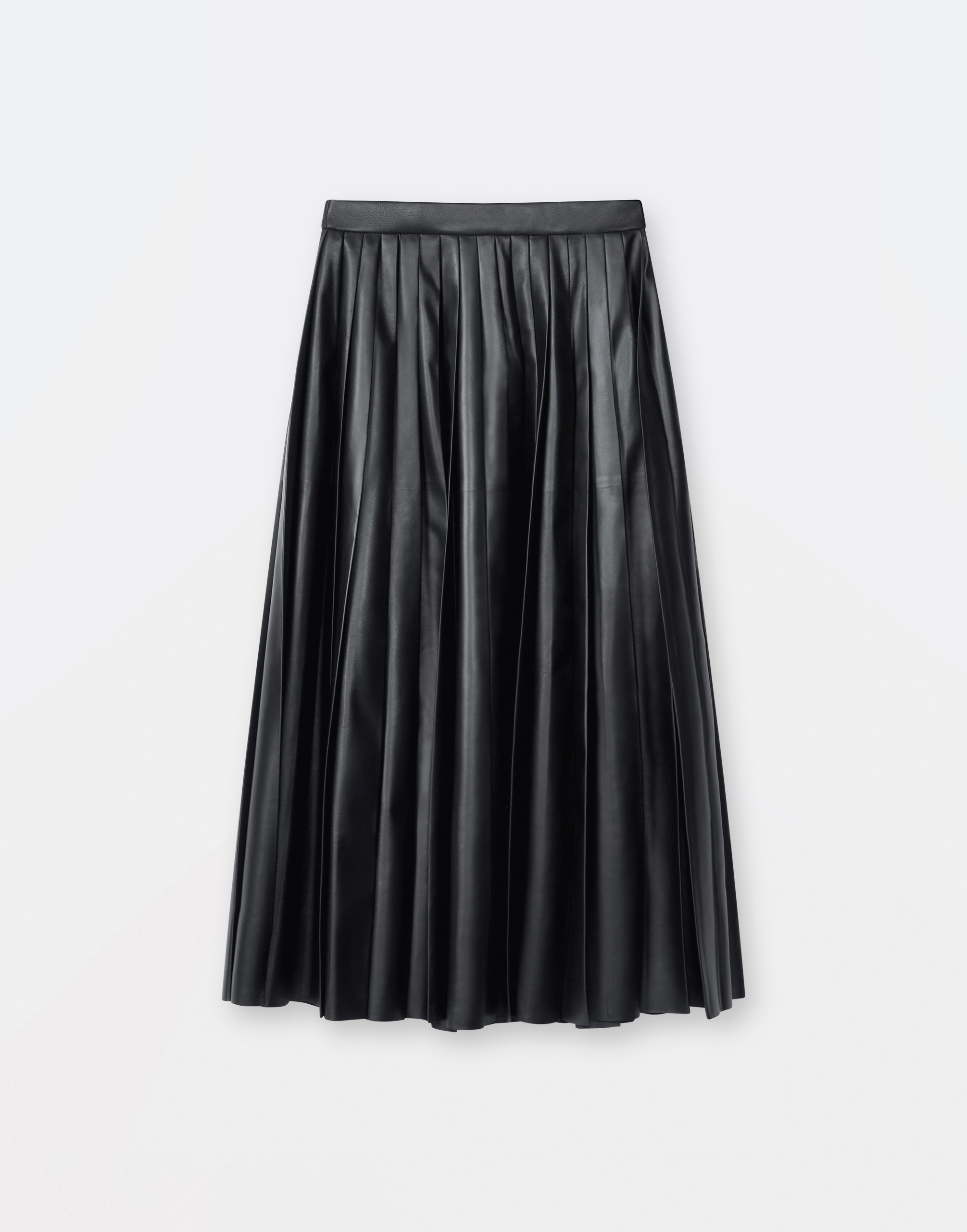 Shop Fabiana Filippi Soft Lambskin Pleated Midi Skirt In Black