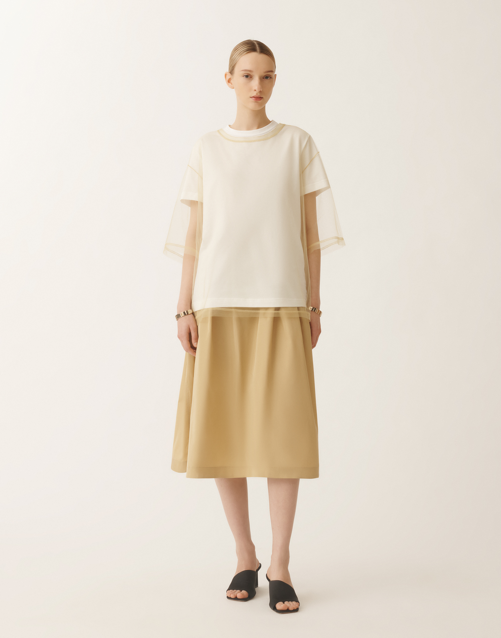 FABIANA FILIPPI JERSEY AND TULLE T-SHIRT