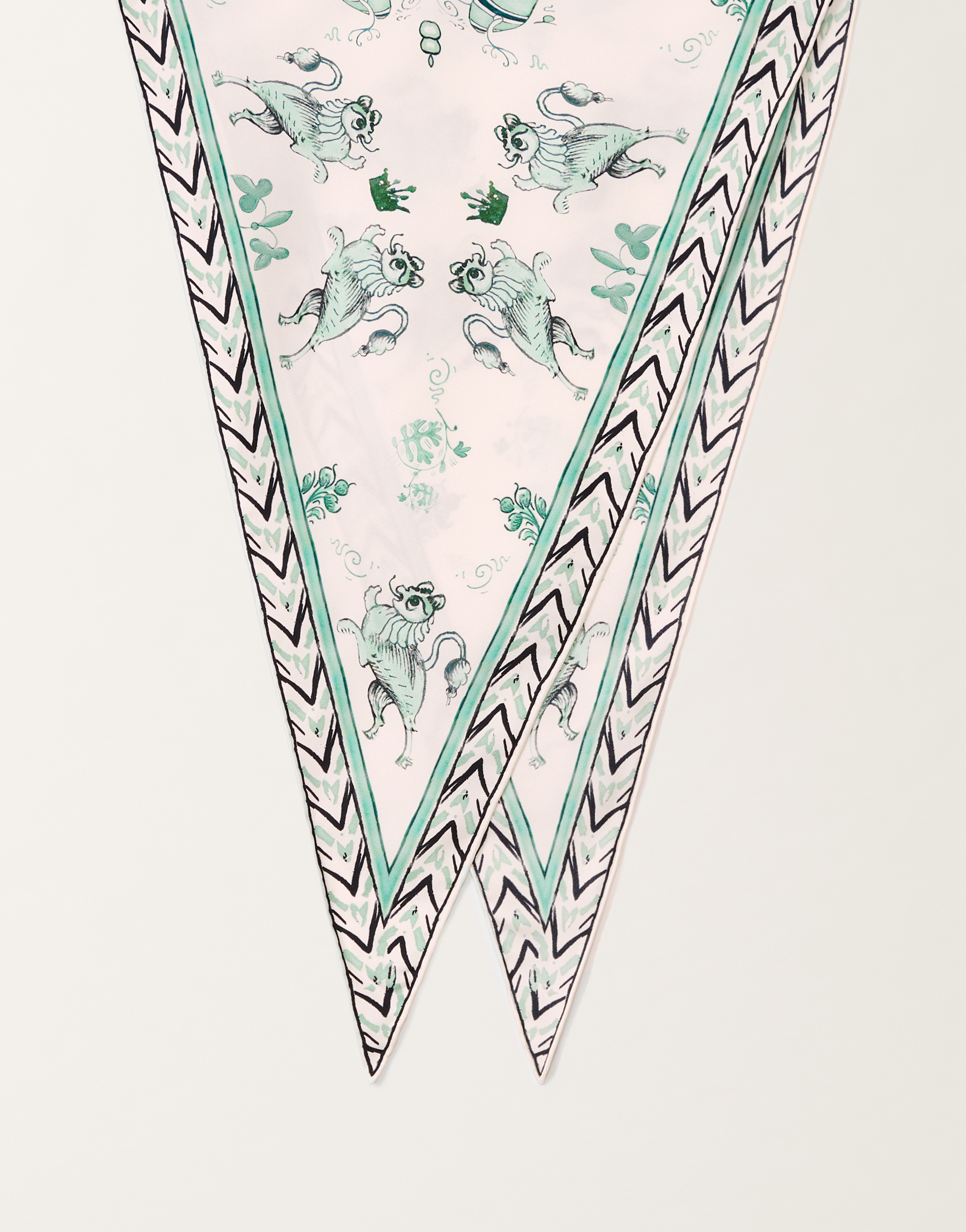Fabiana Filippi Silk Twill Losange Scarf With Painted Print In Green