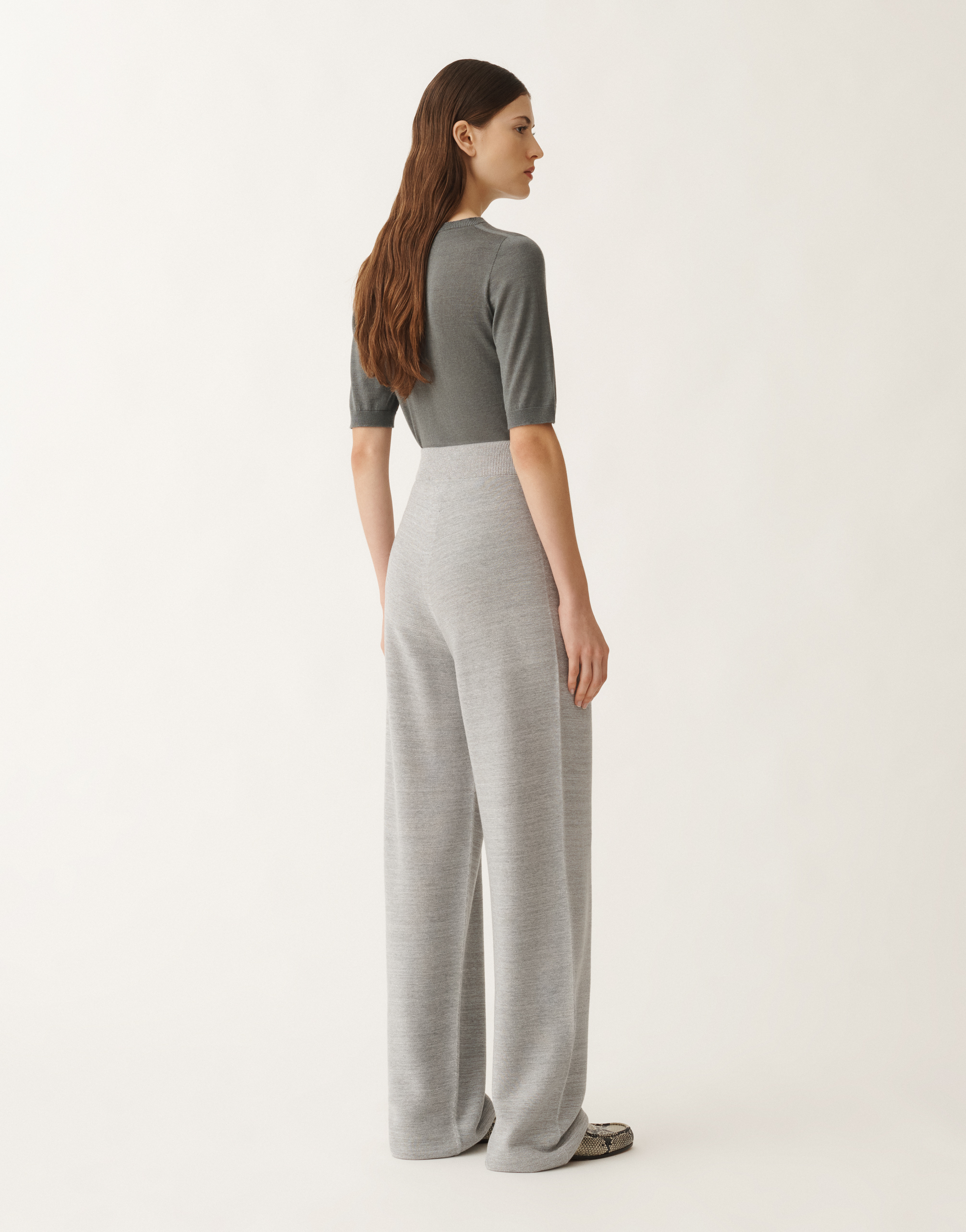 Fabiana Filippi Knitted Wide Leg Trousers In Grey