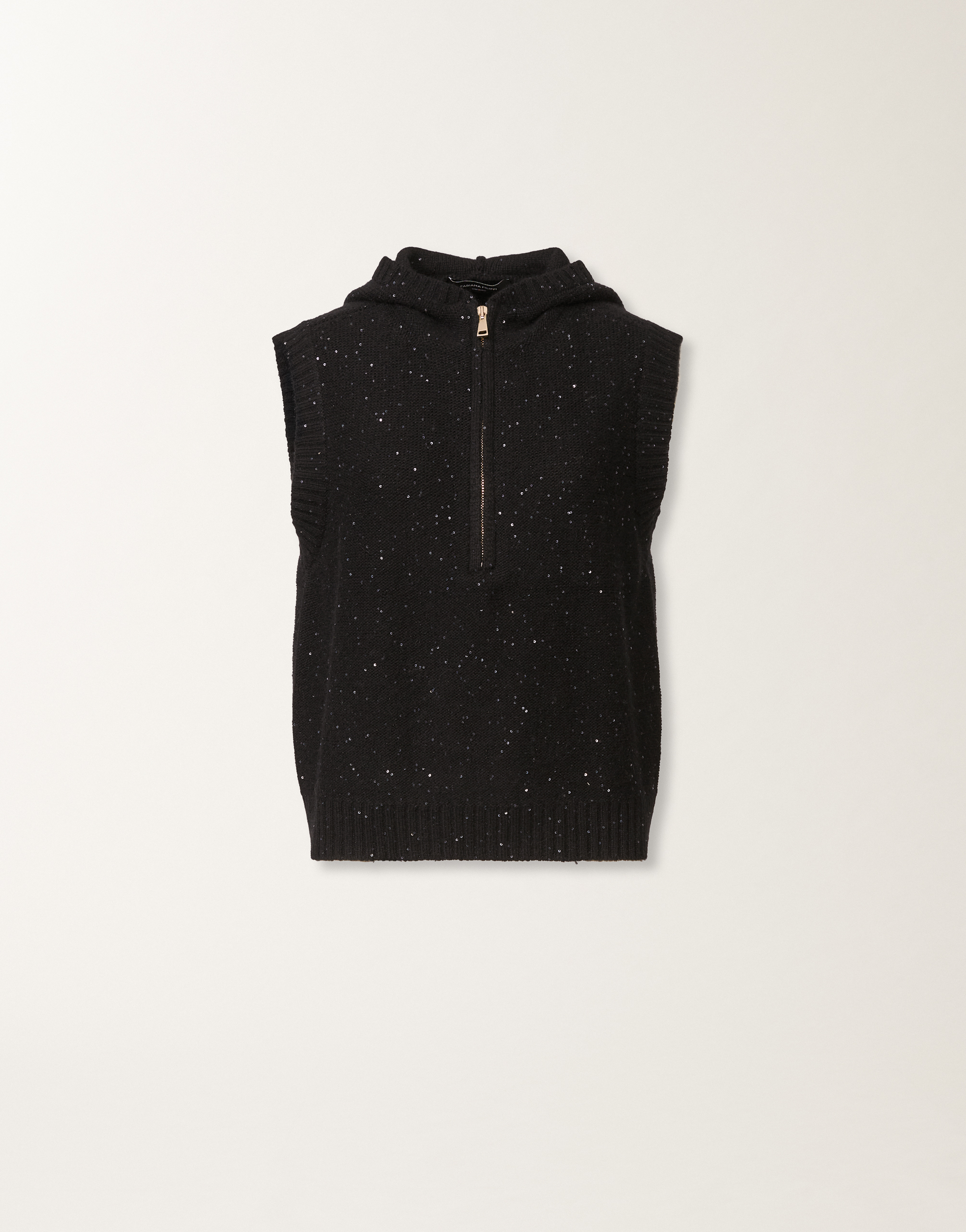 Fabiana Filippi Platinum Vest With Sequins In Black