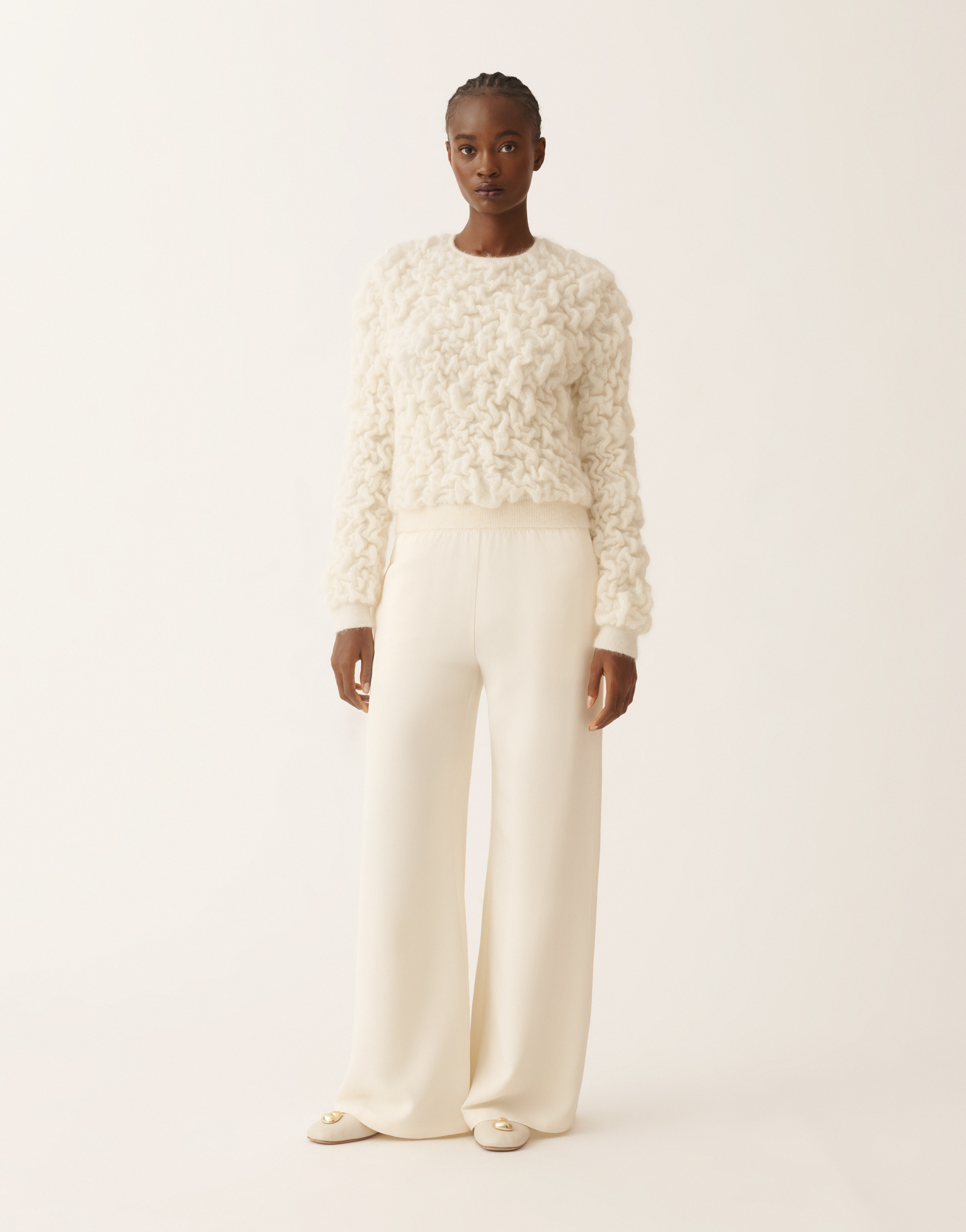 Fabiana Filippi Textured Round-neck Sweater In Neutral