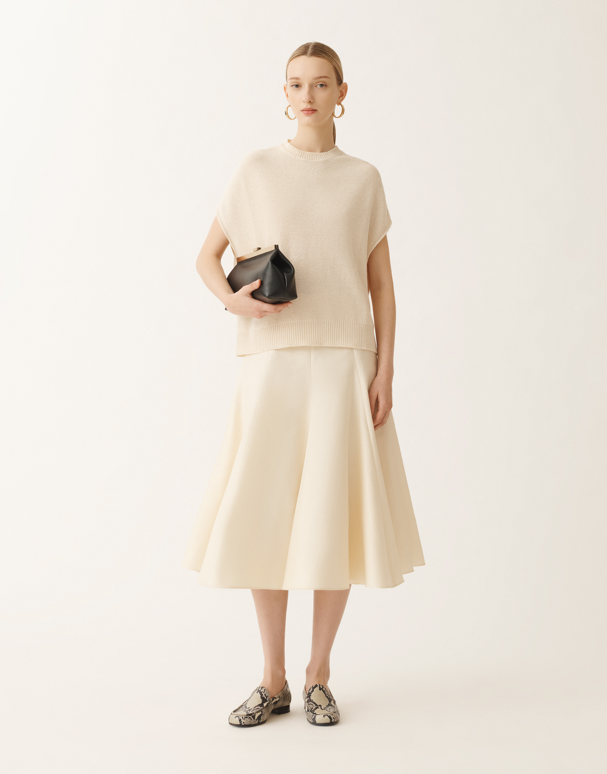 Shop Fabiana Filippi Cotton And Linen Cape With Sequins In Vanilla