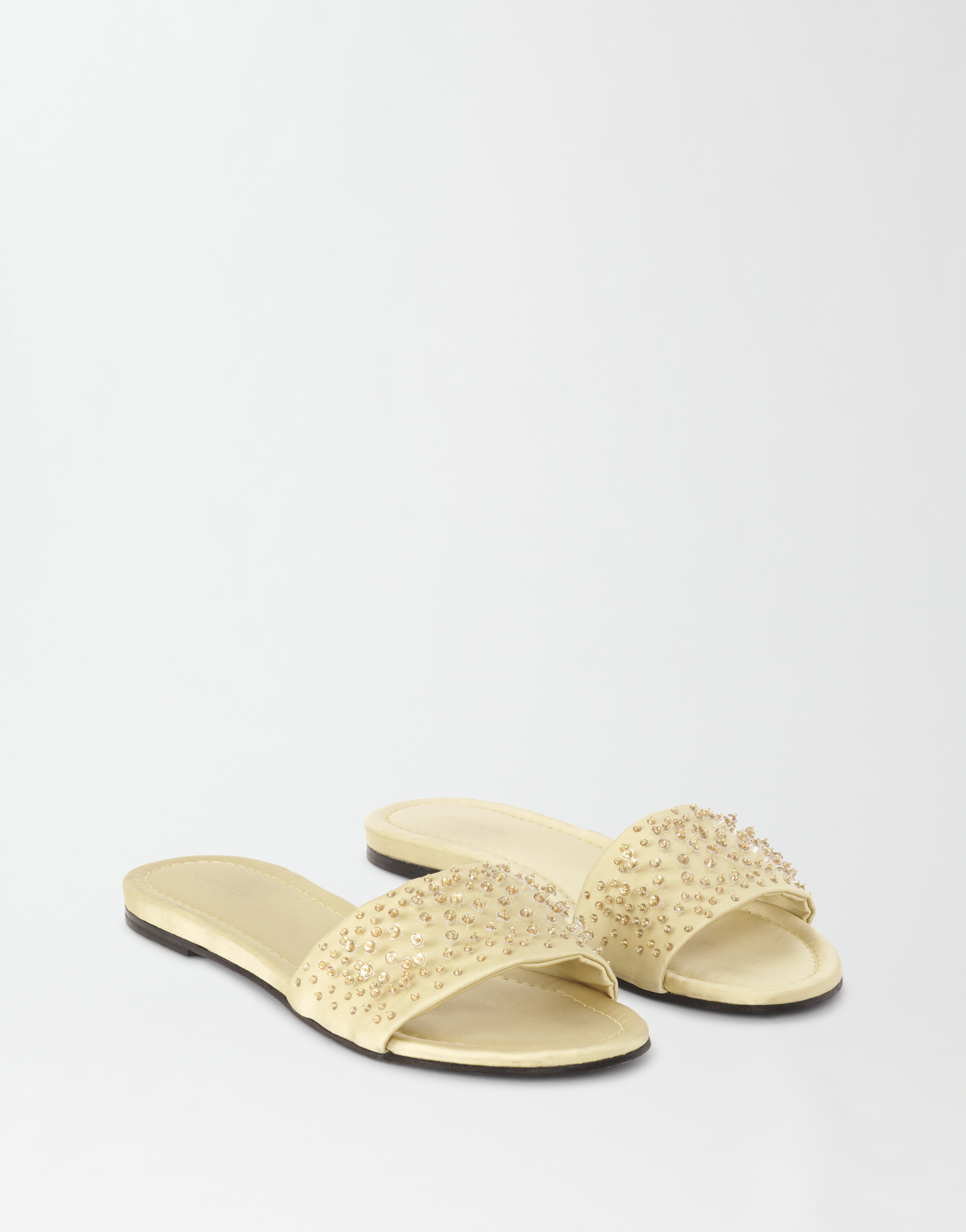 Shop Fabiana Filippi Duchesse Flat Sandal With Funghetto Embroidery In Pistachio