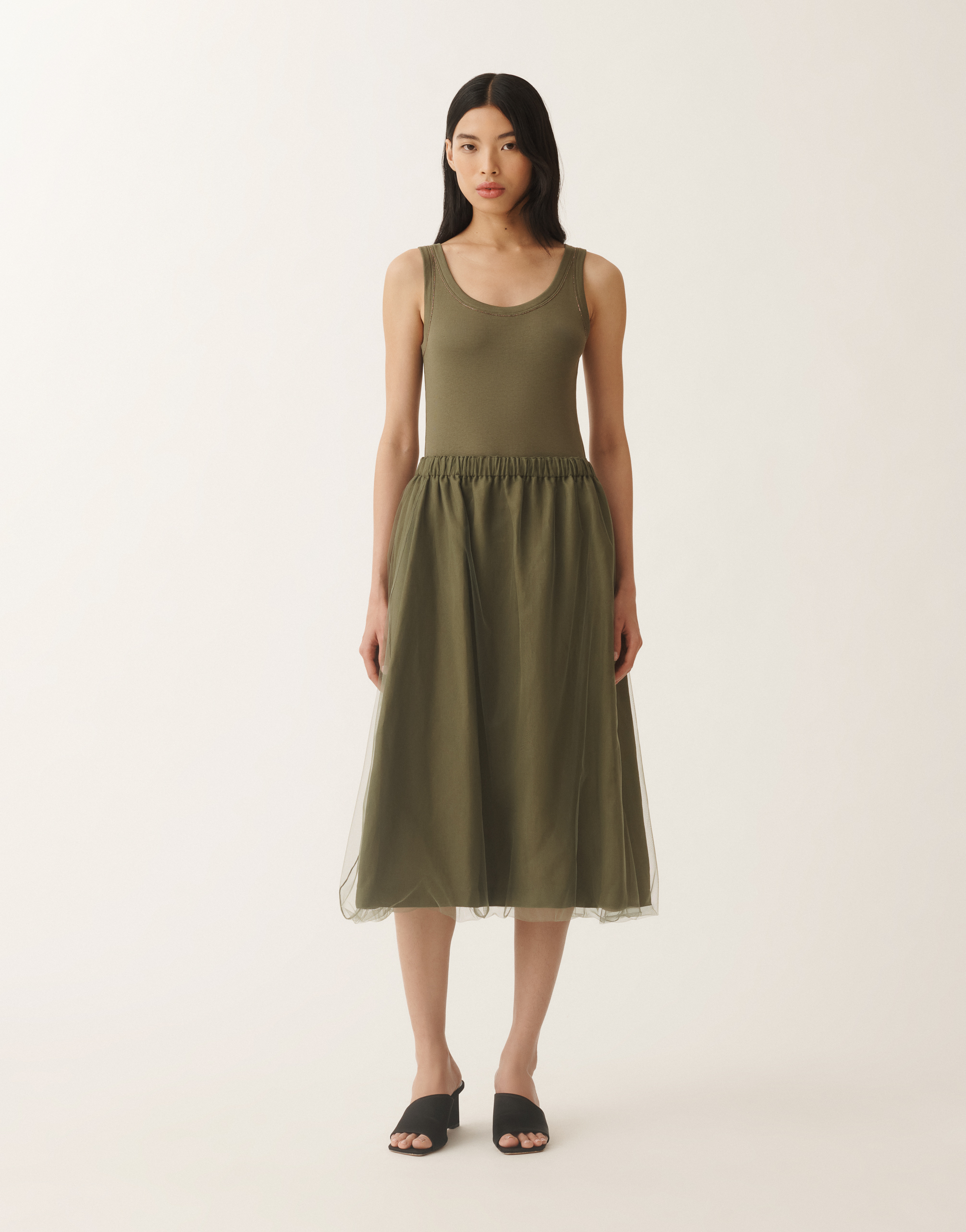 Shop Fabiana Filippi Linen And Viscose Skirt In Green