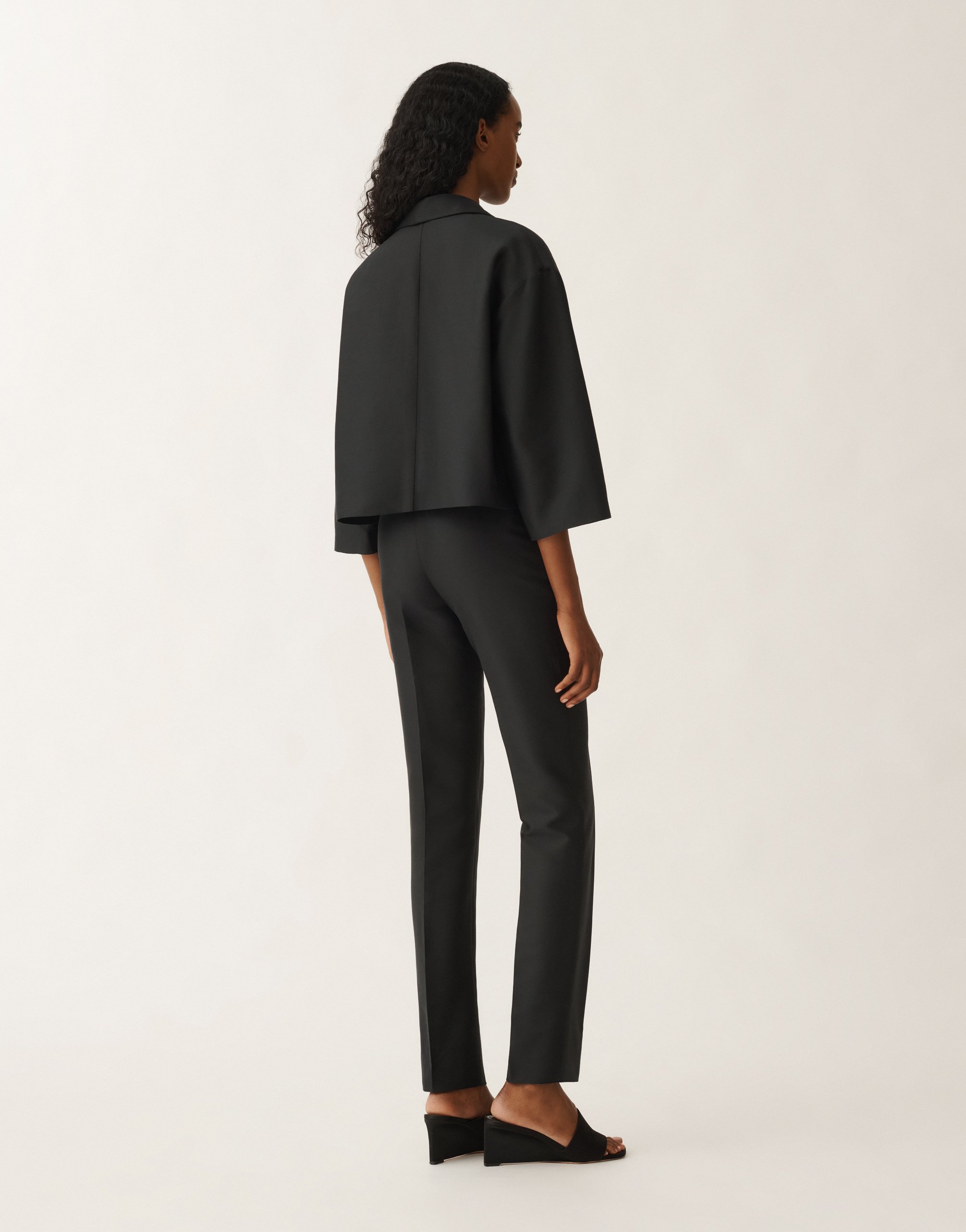 Shop Fabiana Filippi Cotton And Silk Mikado Jacket In Black