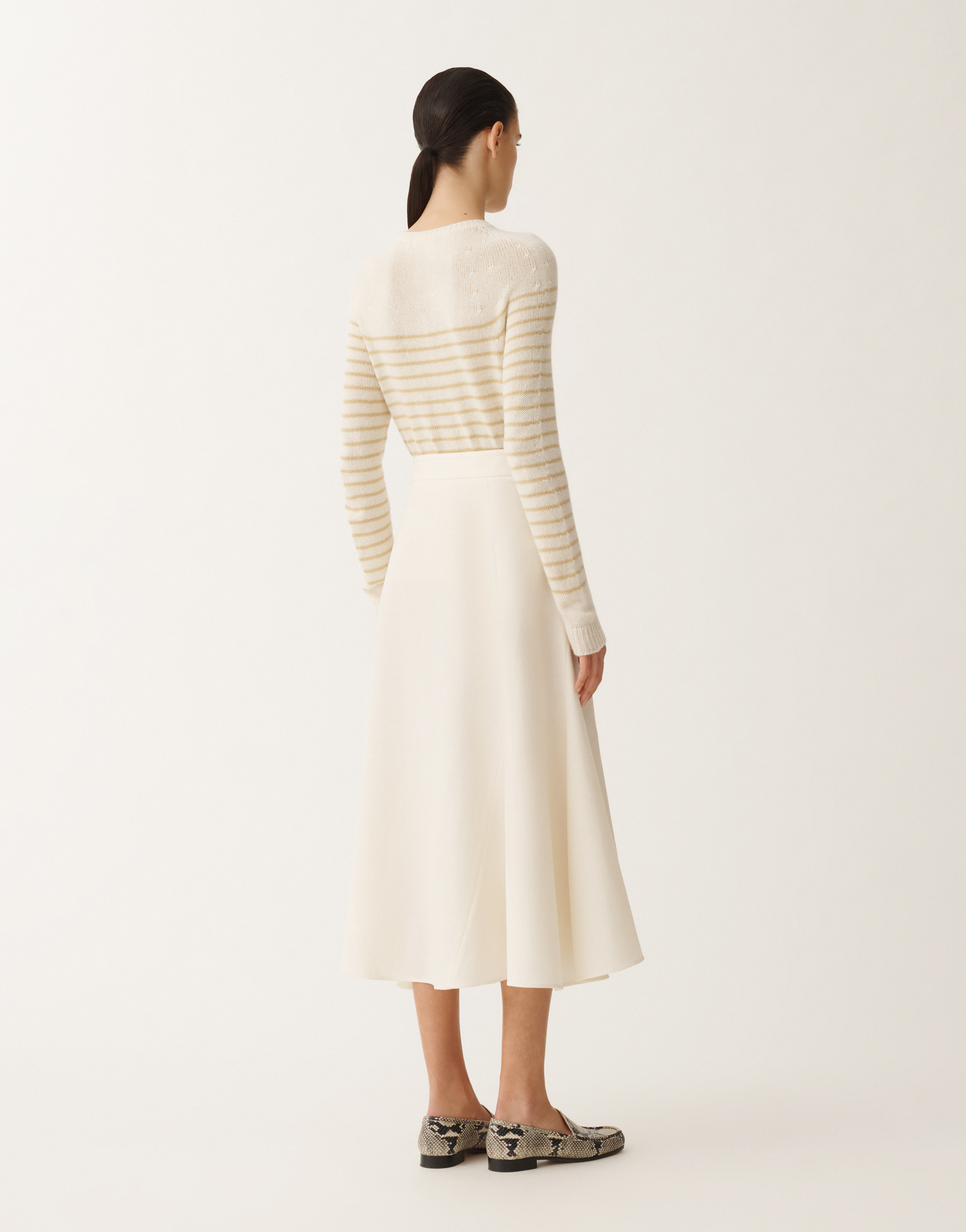 Shop Fabiana Filippi Wool And Linen Mat Skirt In White