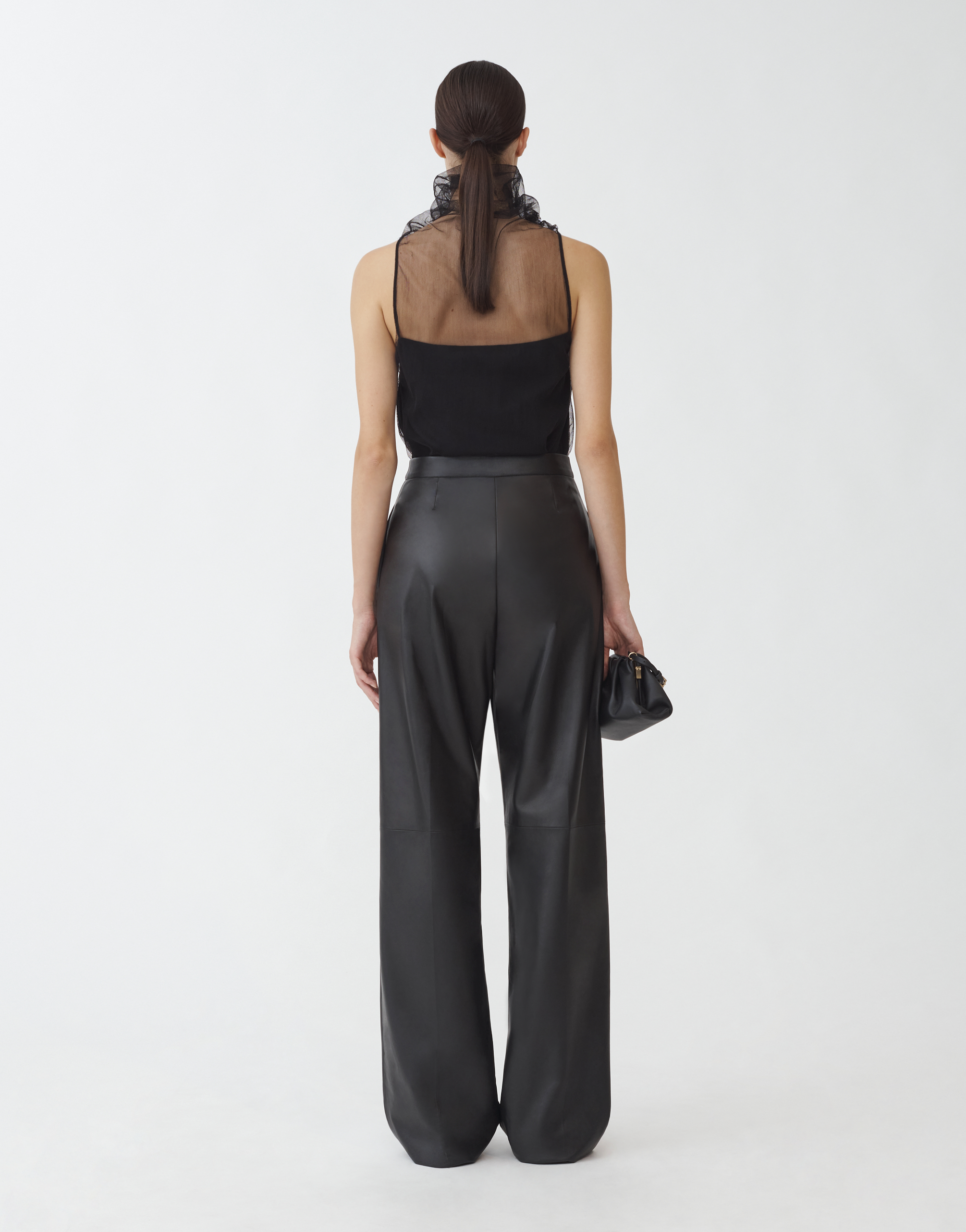 Shop Fabiana Filippi Ribbed Jersey Tank Top With Tulle Top In Black