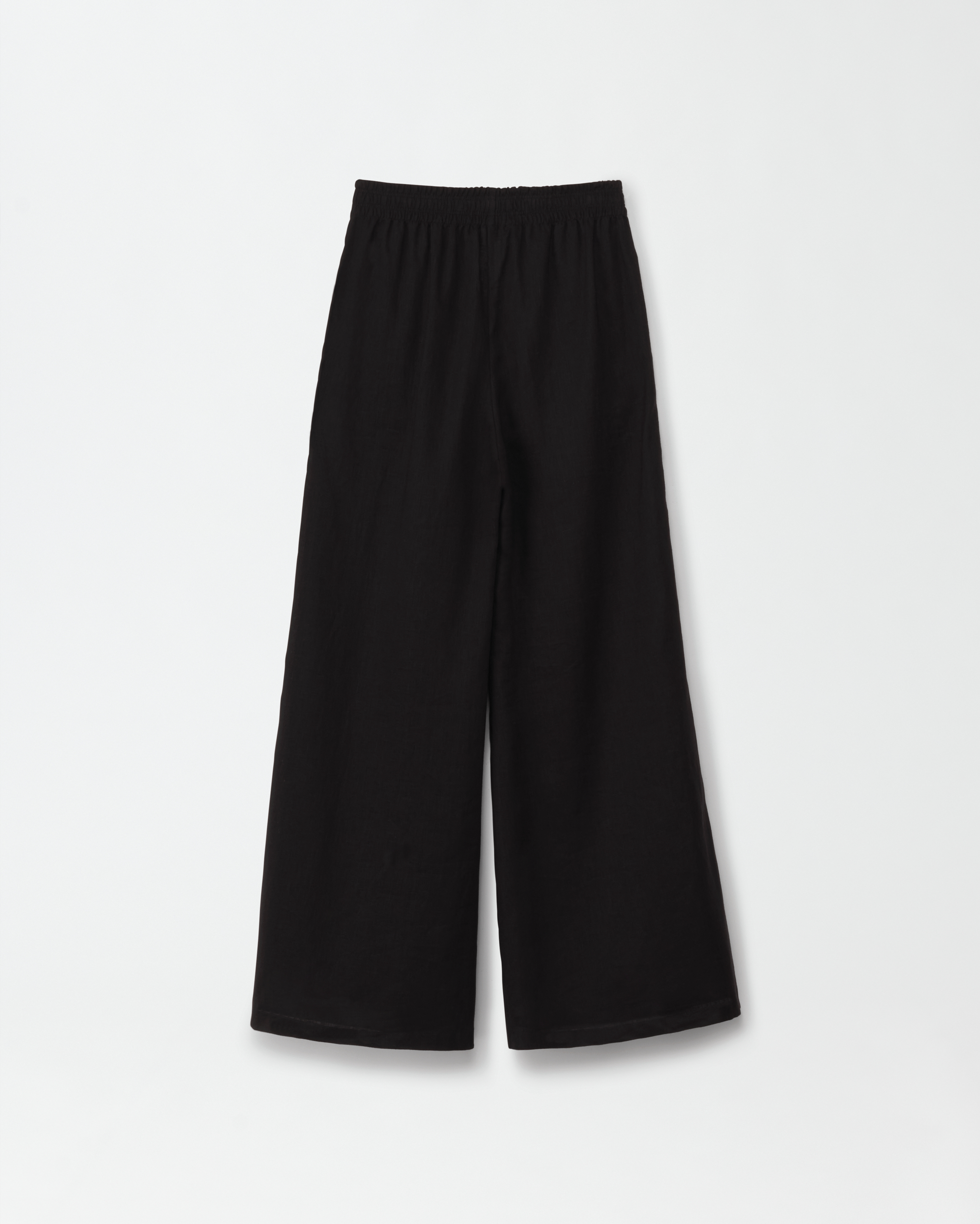 Shop Fabiana Filippi Linen Cloth Wide Leg Trousers With Elastic Waistband In Black
