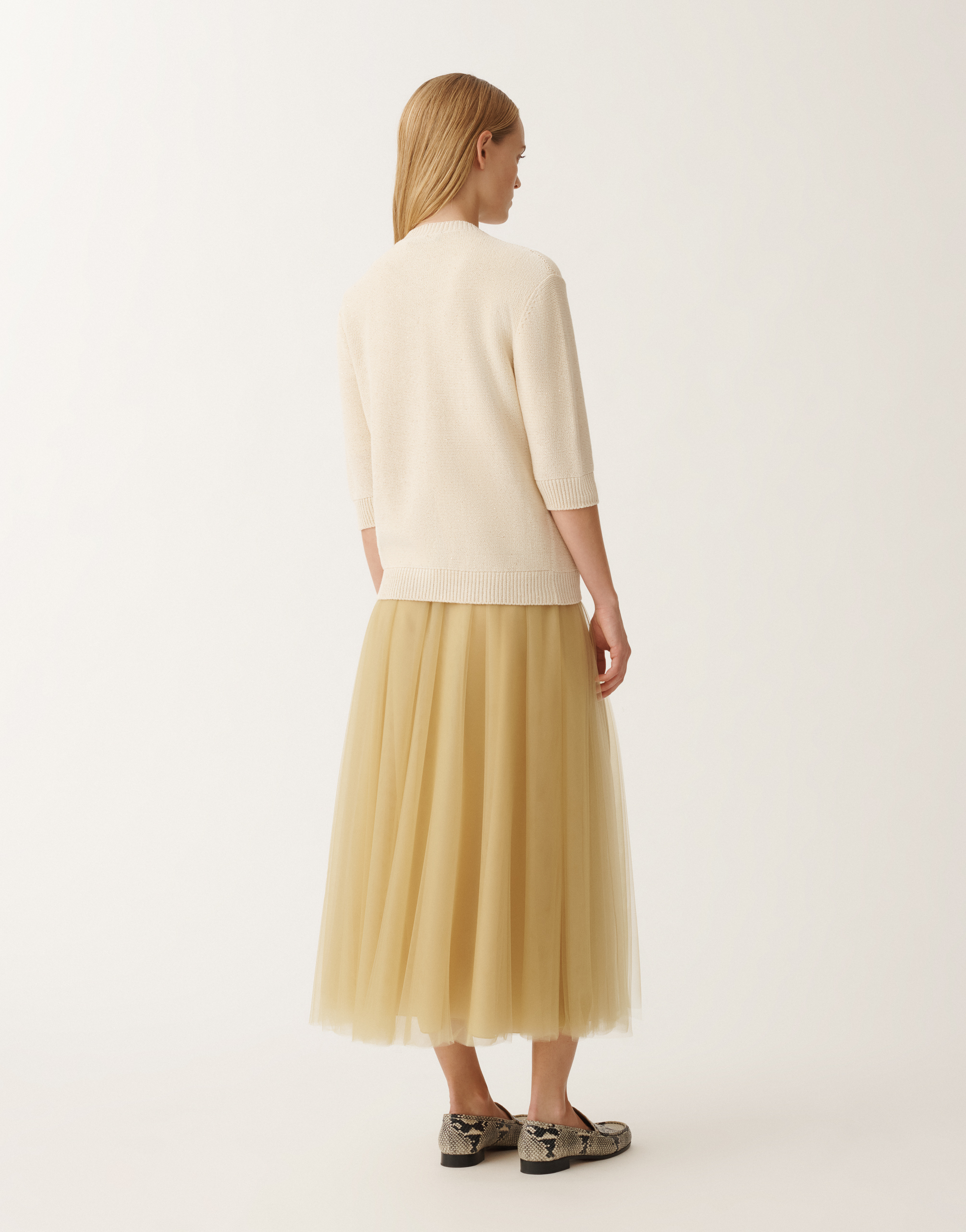 Fabiana Filippi Cotton And Linen Cardigan With Sequins In White