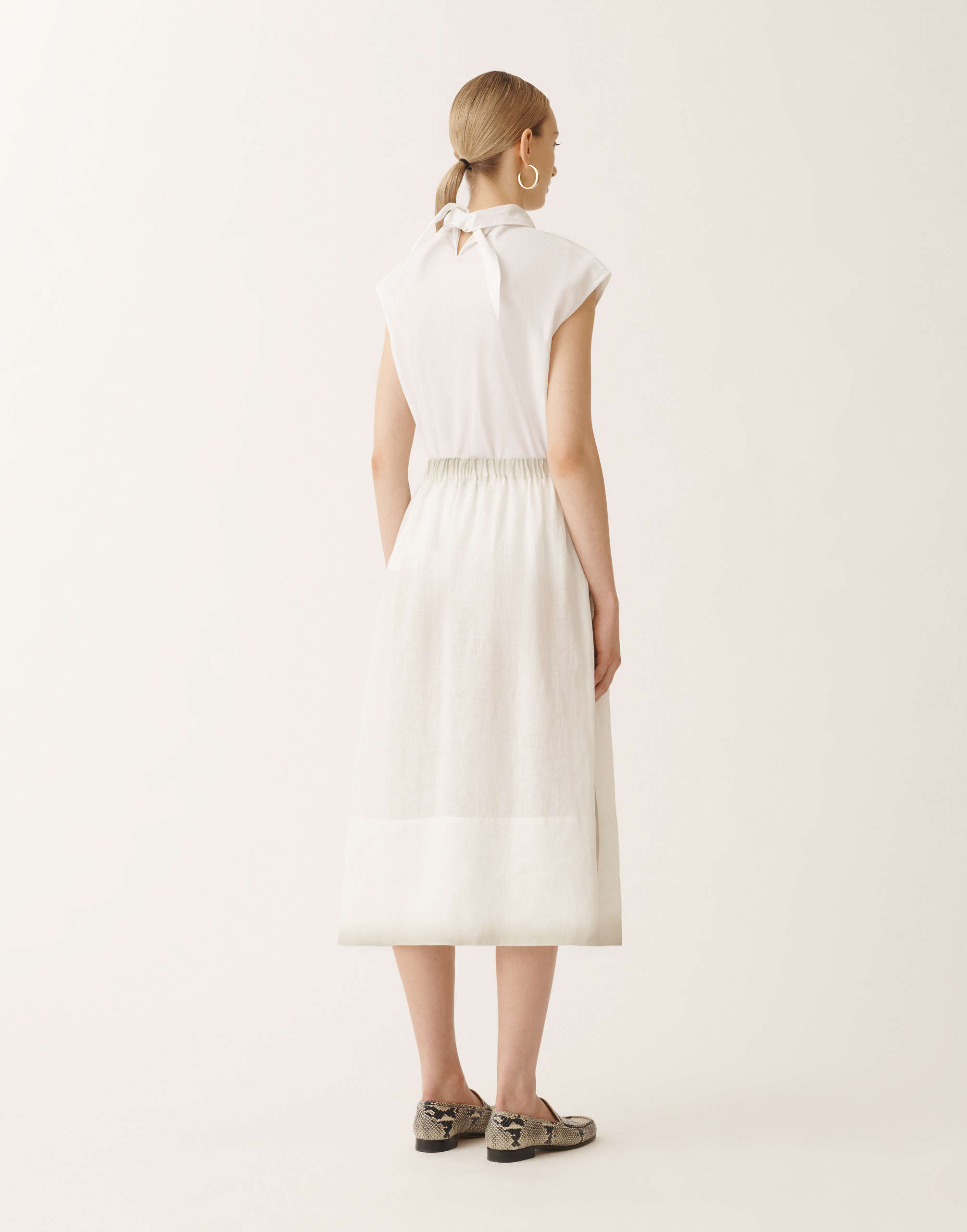 Fabiana Filippi Linen Canvas Skirt With Gradient In White
