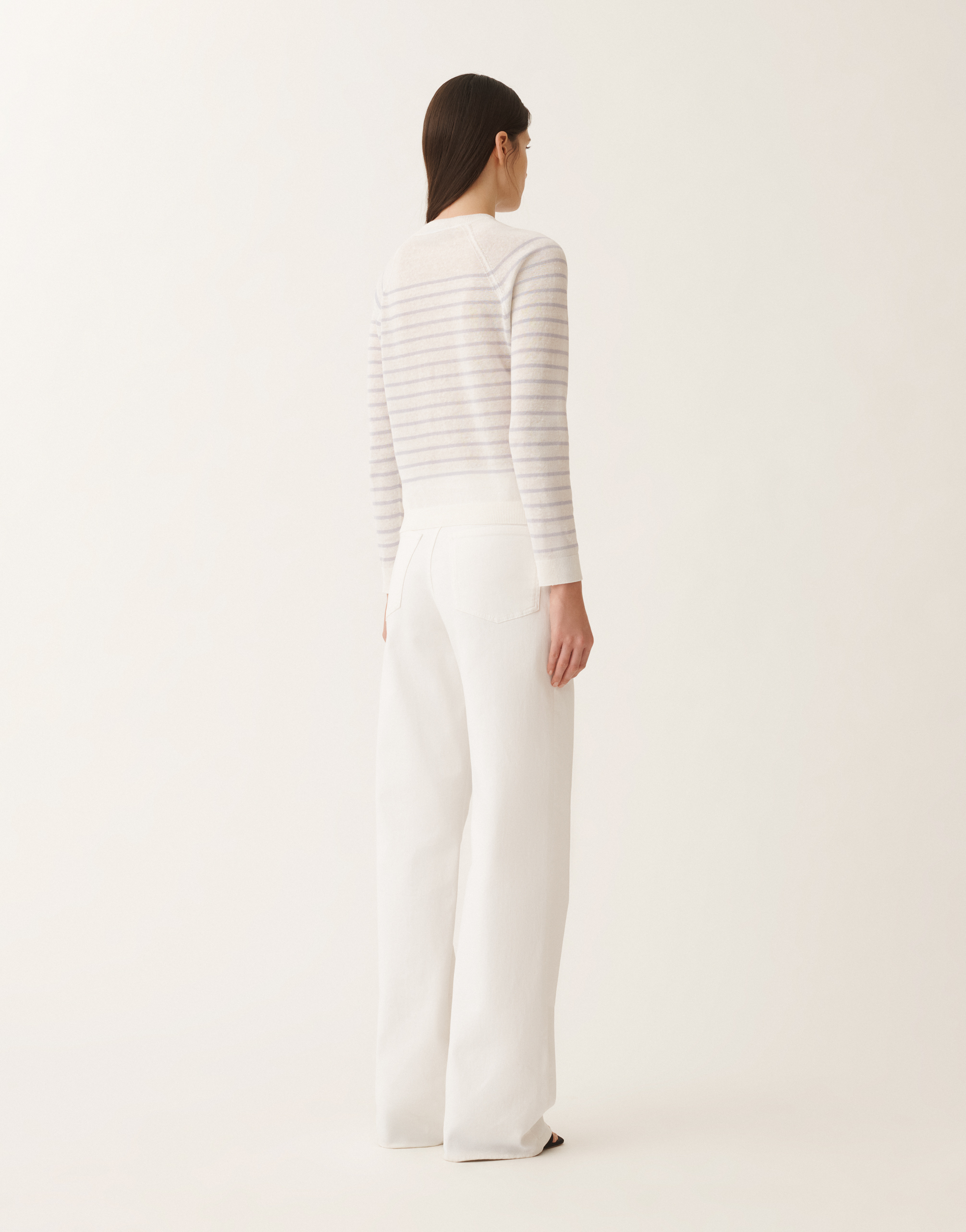 Fabiana Filippi Striped Sweater In White/lavender