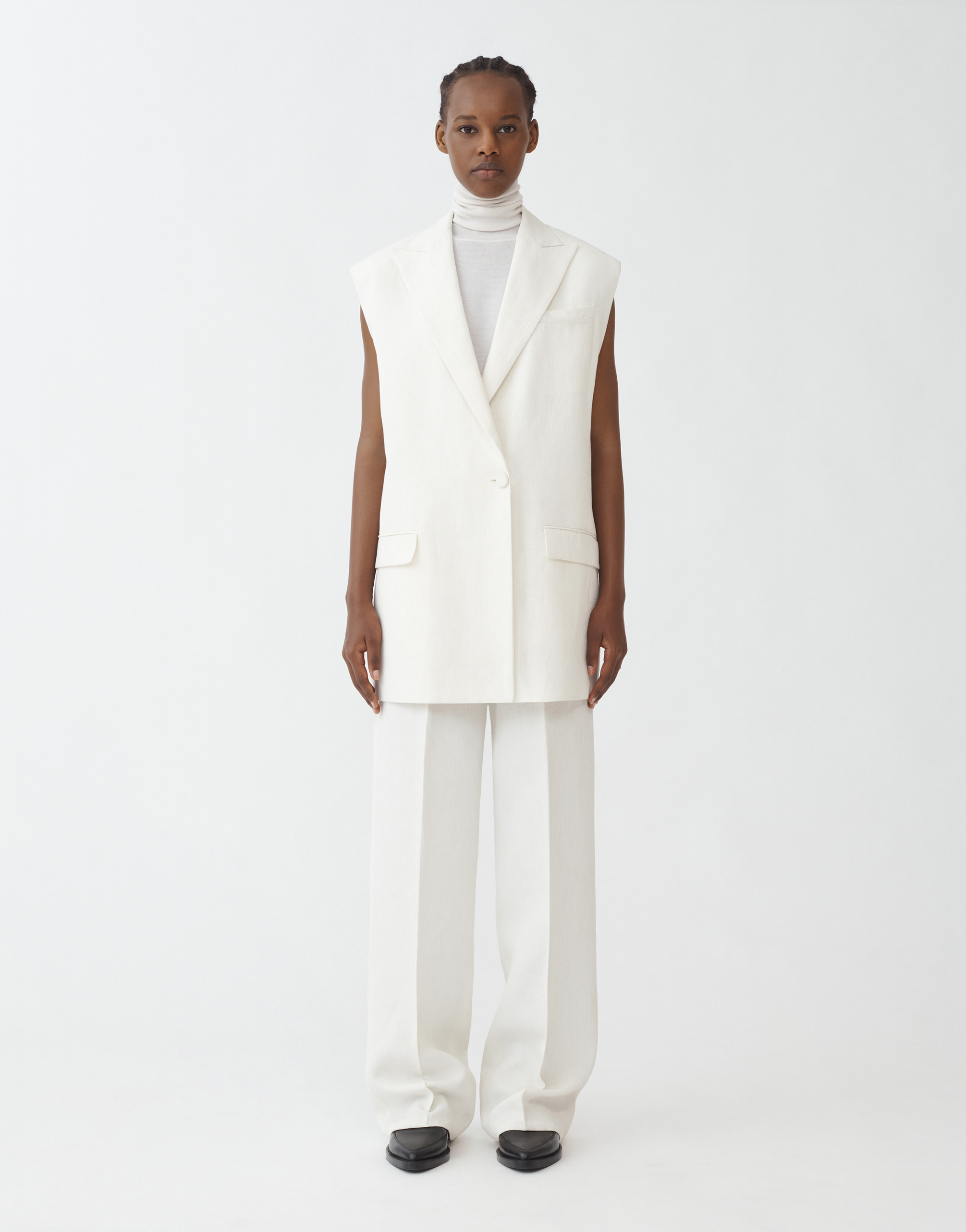 Shop Fabiana Filippi Linen Viscose Cloth Double Breasted Vest In White