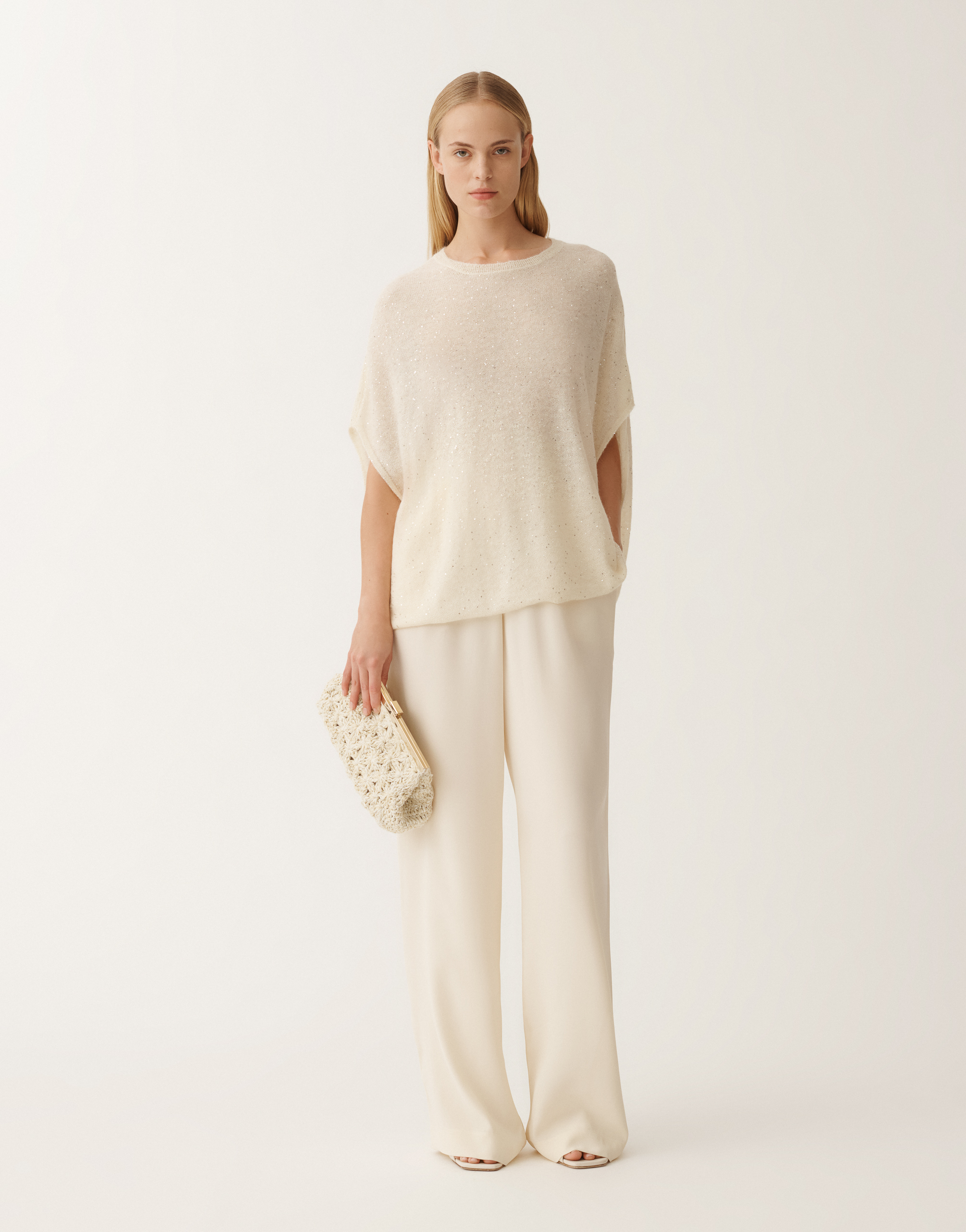 Fabiana Filippi Mini-sequin Embellished Knitted Top In White