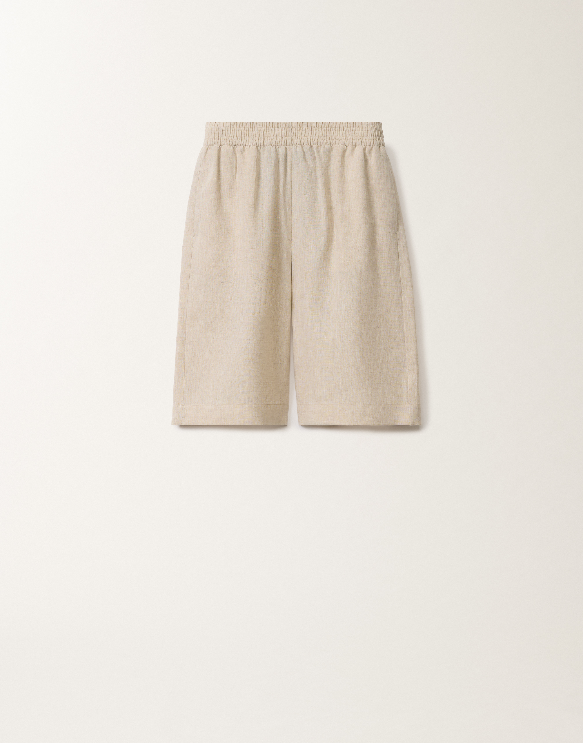 Shop Fabiana Filippi Linen Canvas Bermuda Shorts In Greige