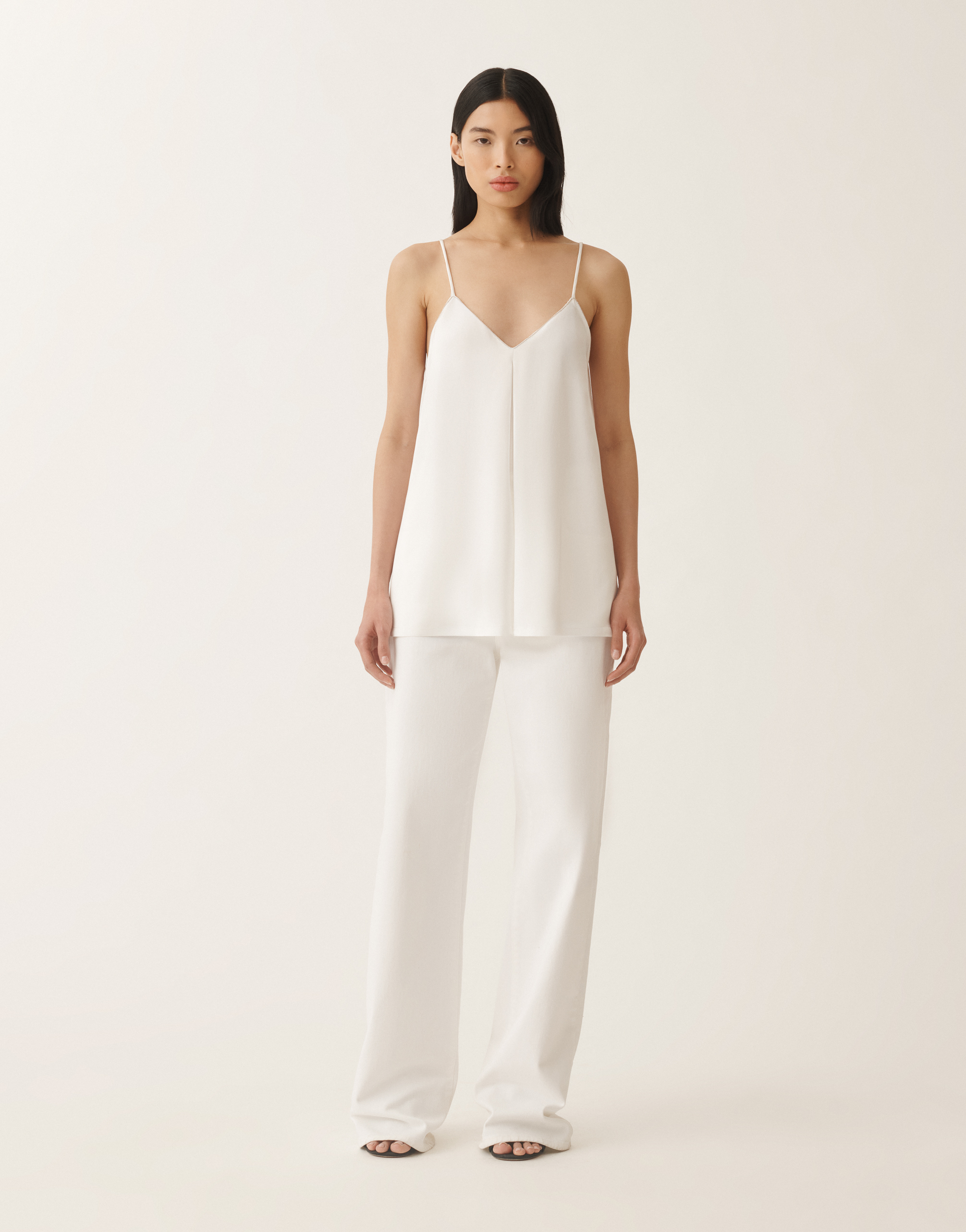 Fabiana Filippi Viscose Satin Lingerie Top In White