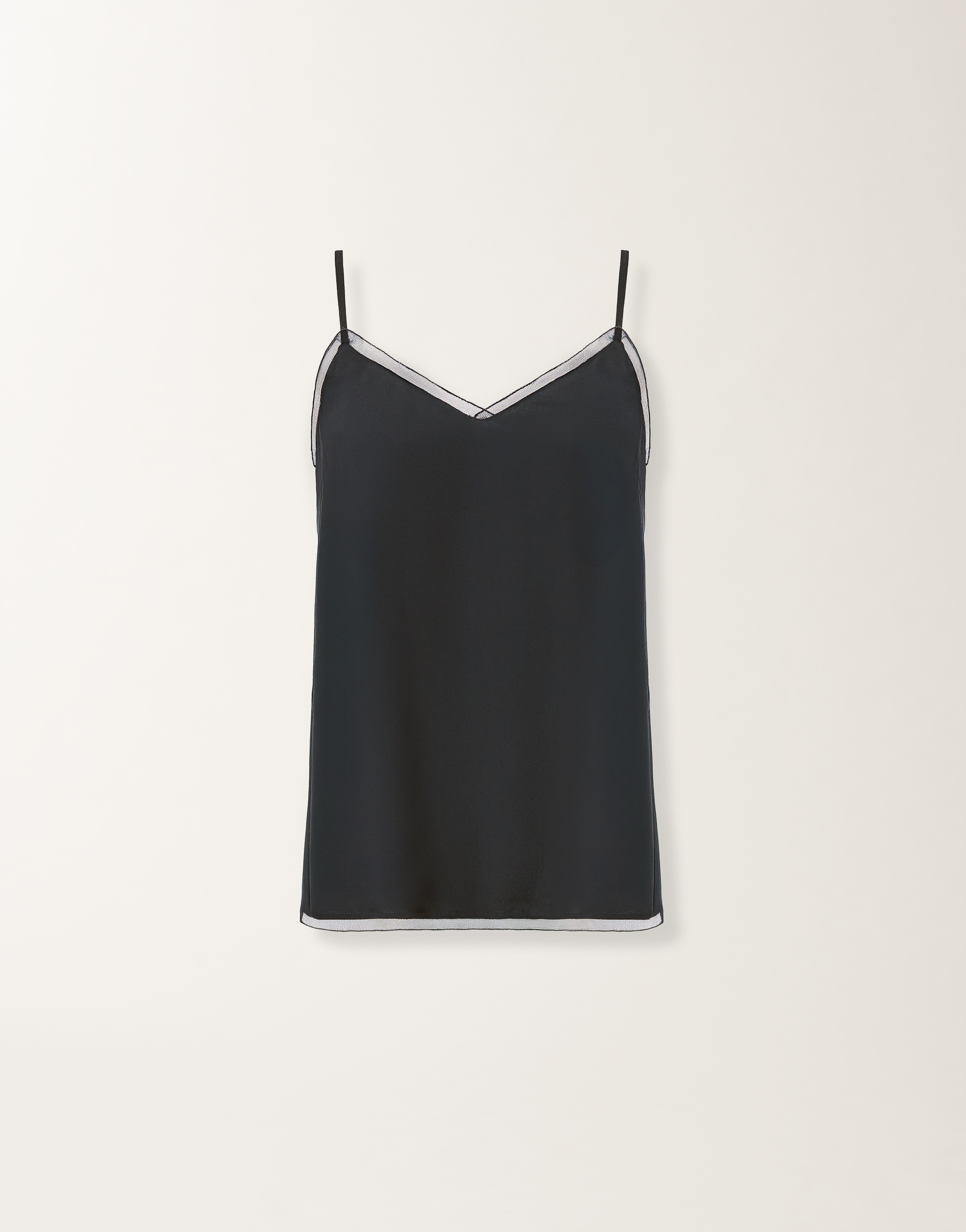 Lingerie top in crepe de chine, midnight blue for Women | Fabiana