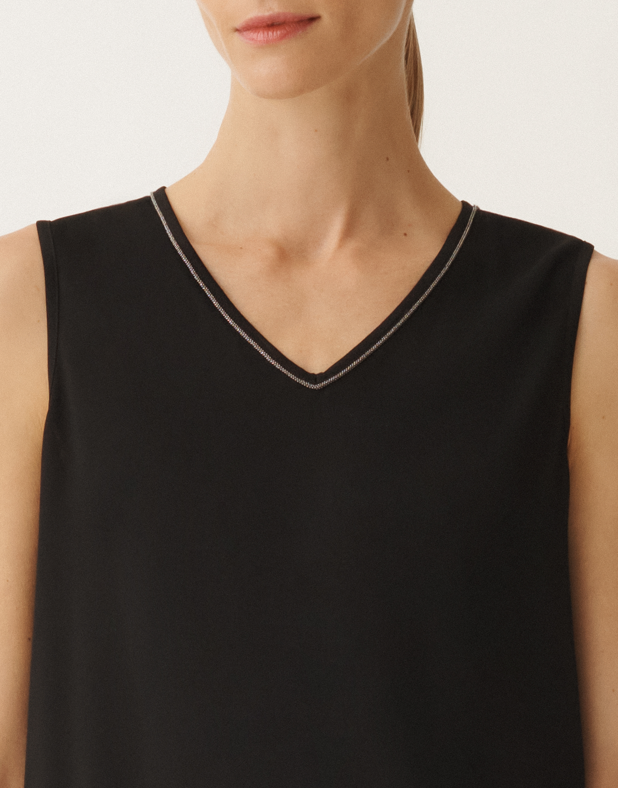 Shop Fabiana Filippi Stretch Sablé Vest Top In Black