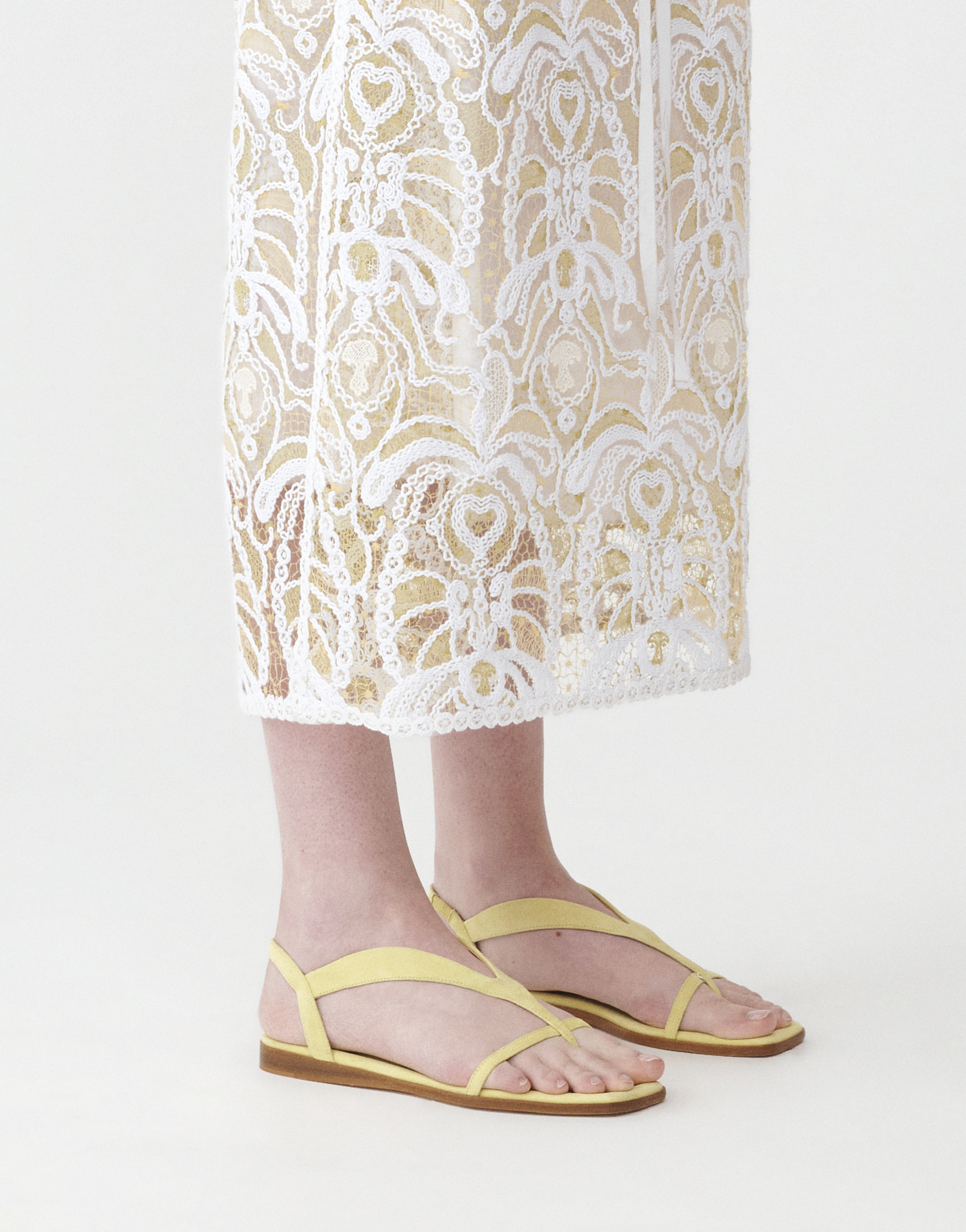 Shop Fabiana Filippi Suede Sandals In Pale Lime