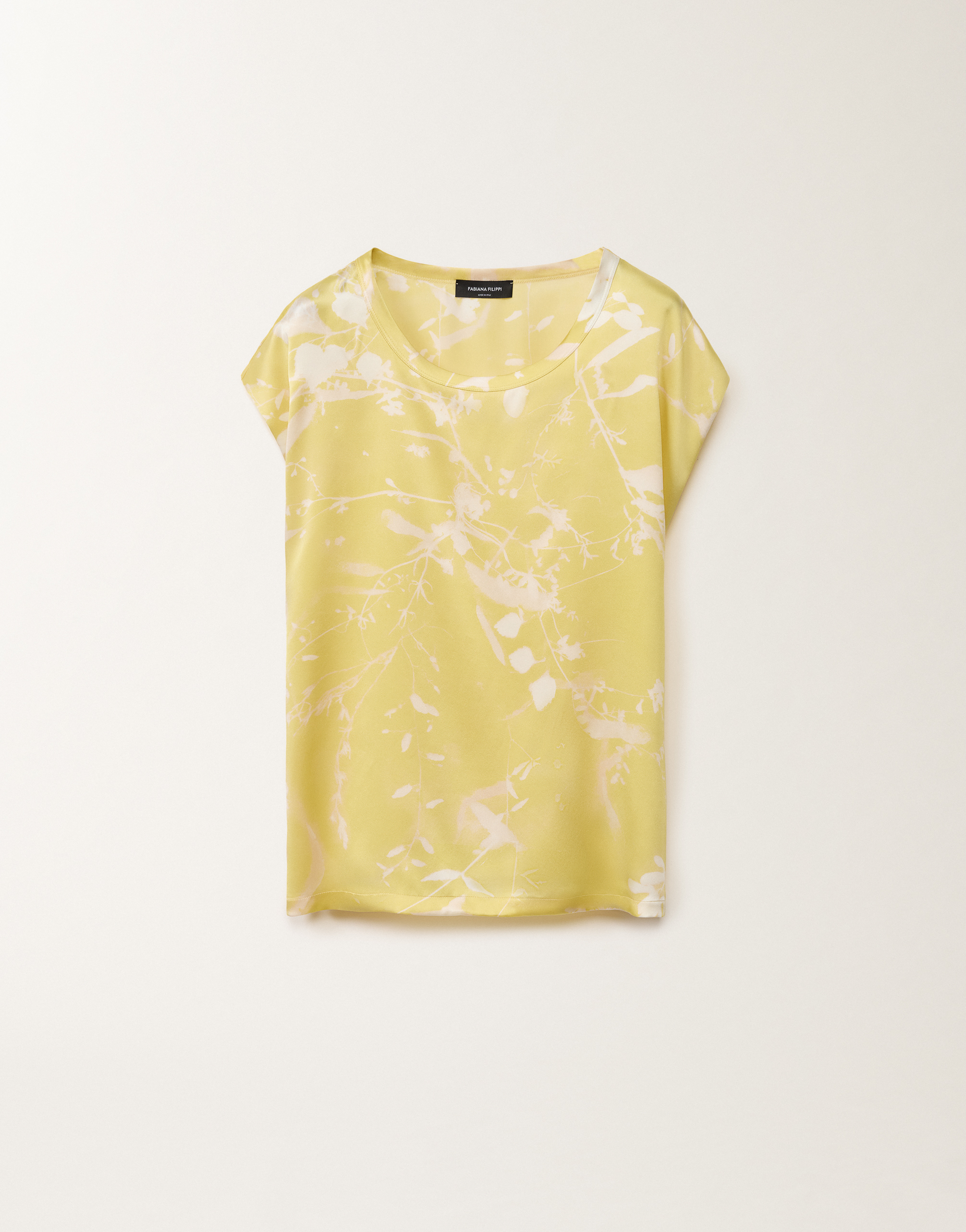 Shop Fabiana Filippi Tilia-print Silk Top In Yellow