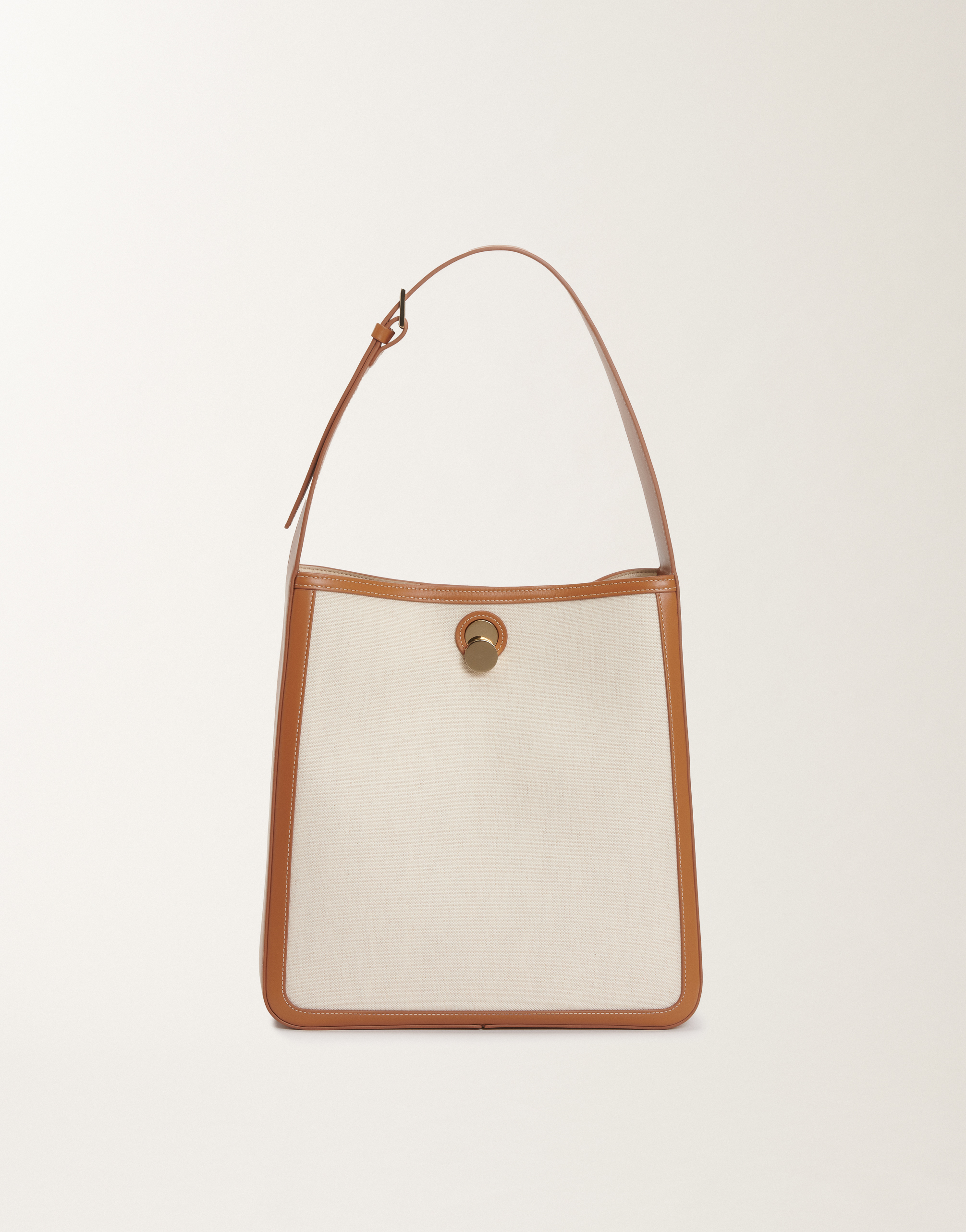 FABIANA FILIPPI CANVAS ECLISSI HOBO BAG WITH LEATHER TRIM 
