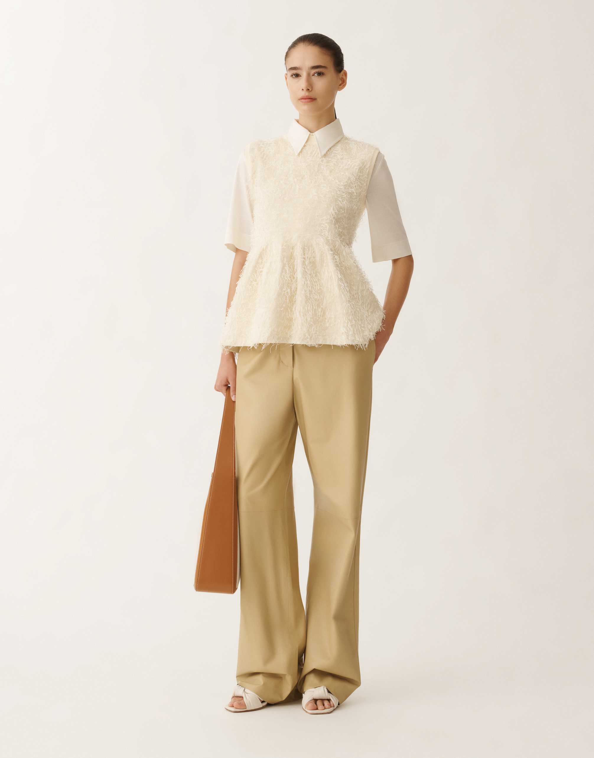 Fabiana Filippi Frayed-effect Viscose Sweater In White
