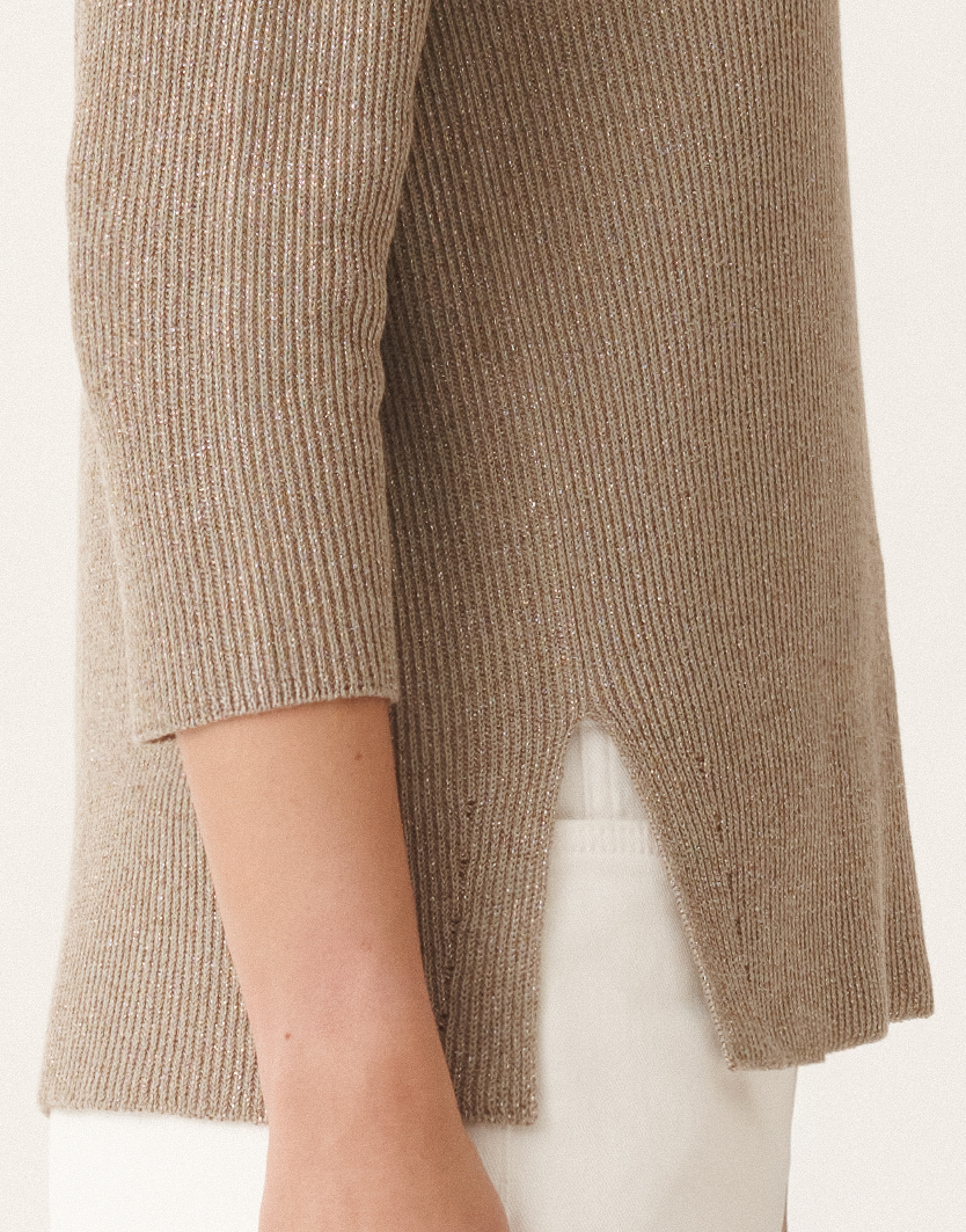 Shop Fabiana Filippi Organic Cotton And Lurex Sweater In Clay