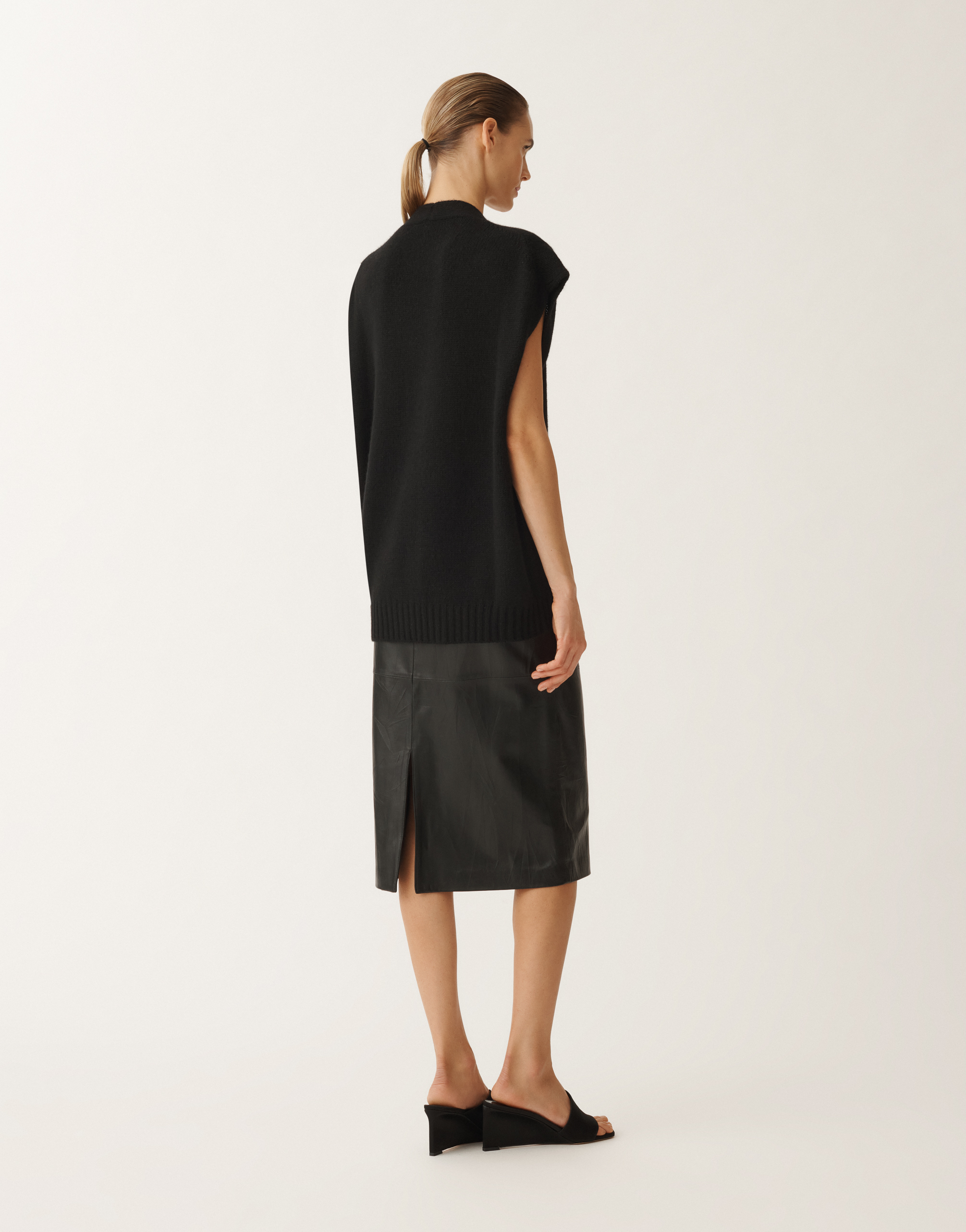 Shop Fabiana Filippi Brushed Cashmere Gilet In Black