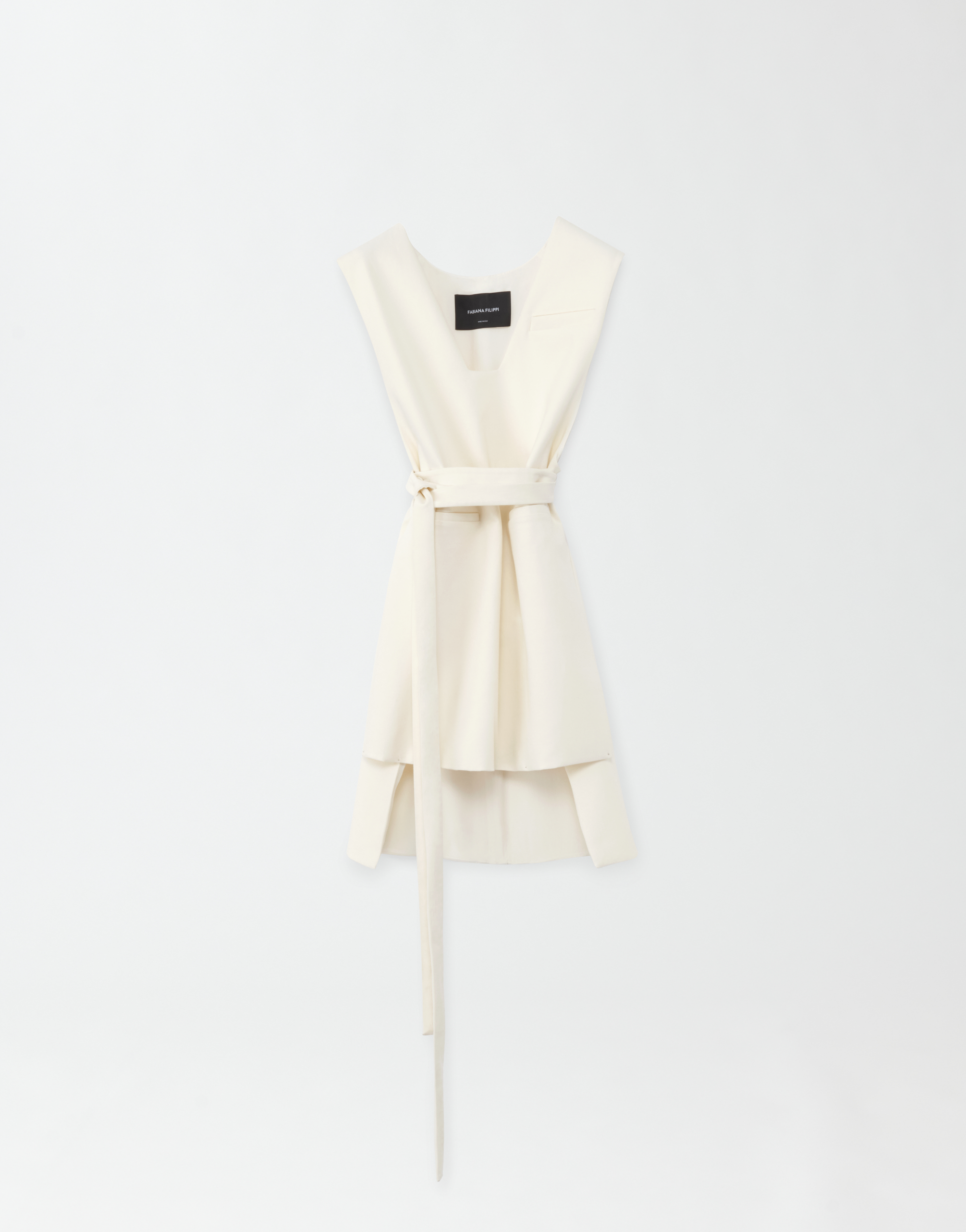 Shop Fabiana Filippi Cotton Double Mini Dress With Squared Neck In Butter