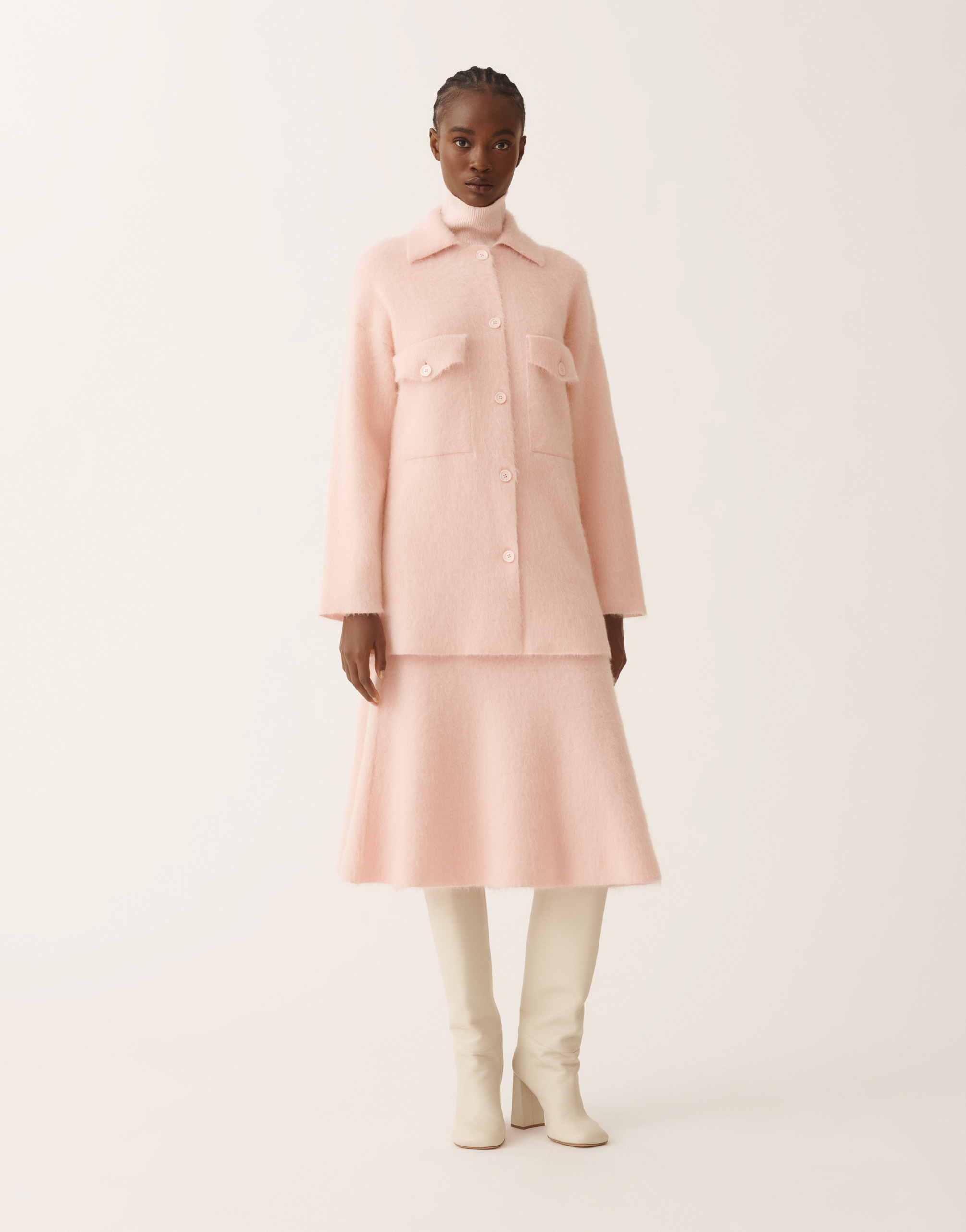 Fabiana Filippi Shirt In Brushed Merino And Mohair In Pink