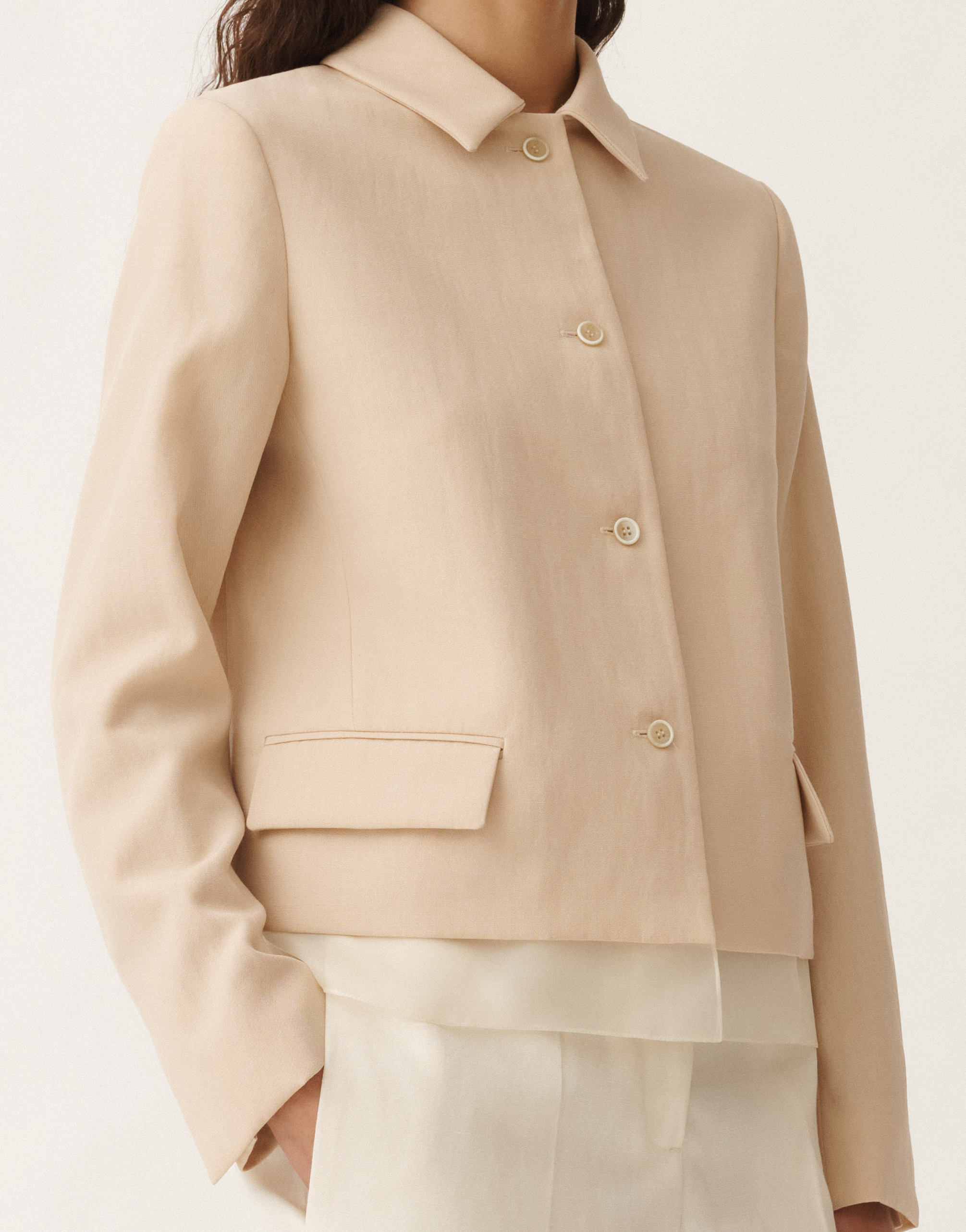 Fabiana Filippi Wool And Linen Mat Jacket In Brown