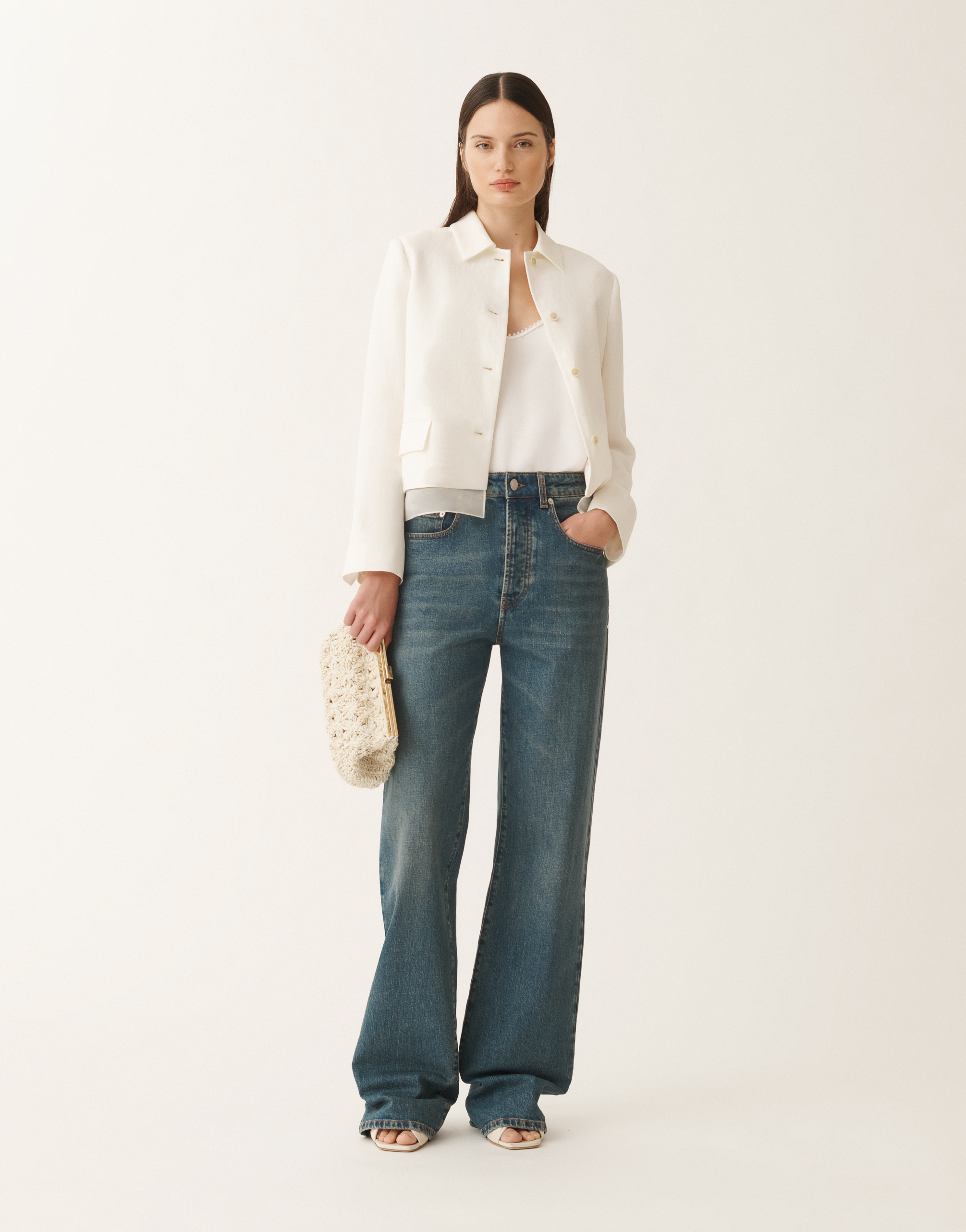 FABIANA FILIPPI LINEN AND VISCOSE CHASSEUR JACKET 