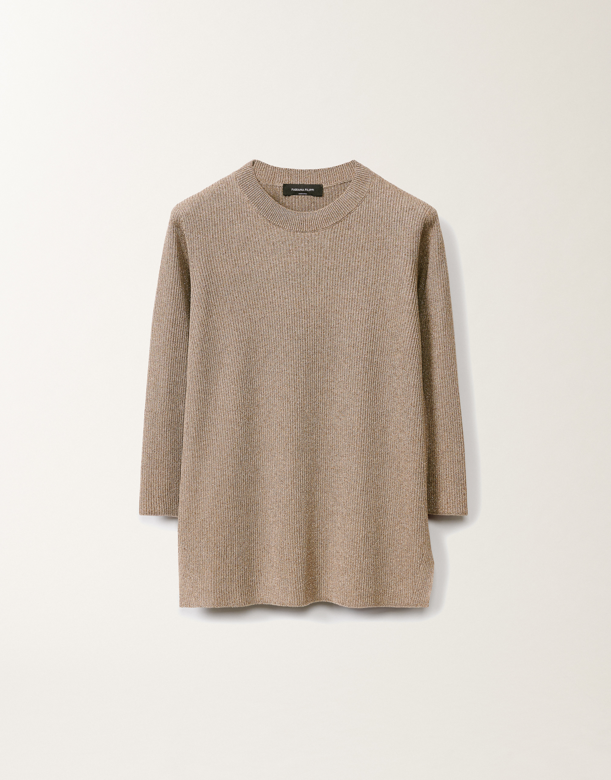 Shop Fabiana Filippi Organic Cotton And Lurex Sweater In Clay