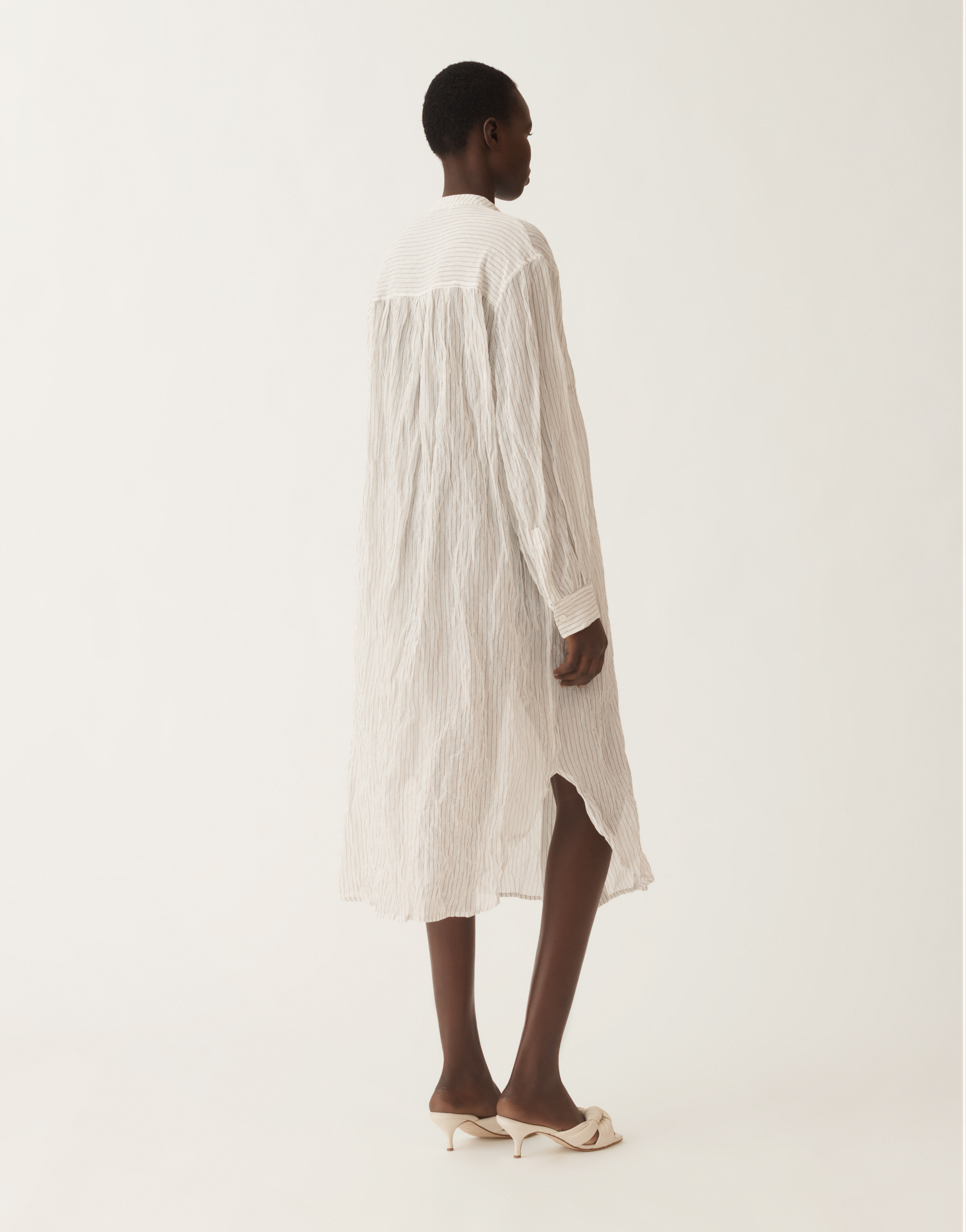 Fabiana Filippi Wavy Pinstripe Cotton Dress In White